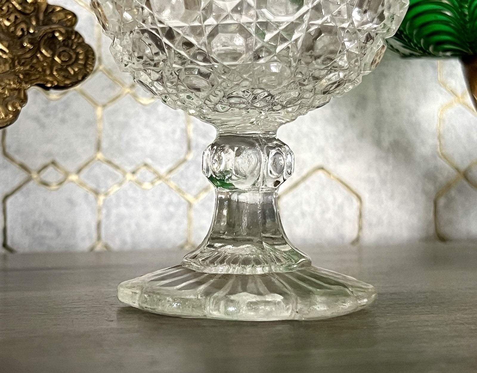 Antik Jugendstil Art Déco Pressglas Glas Fußschale Schale Zuckerschale
