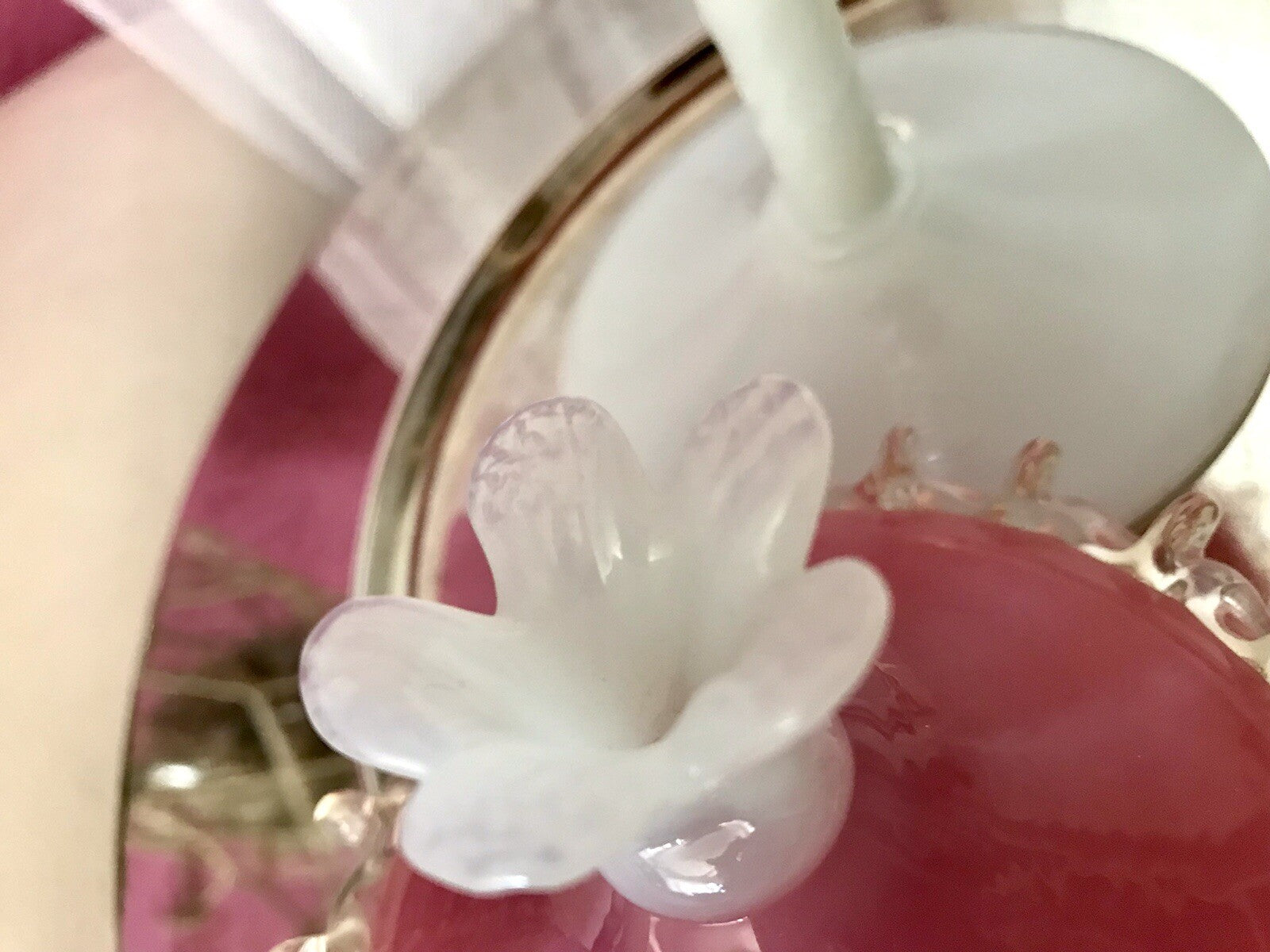 Vintage 60er Empoli Fußschale Schale Bonboniere rosa weiß Deckelvase Designer