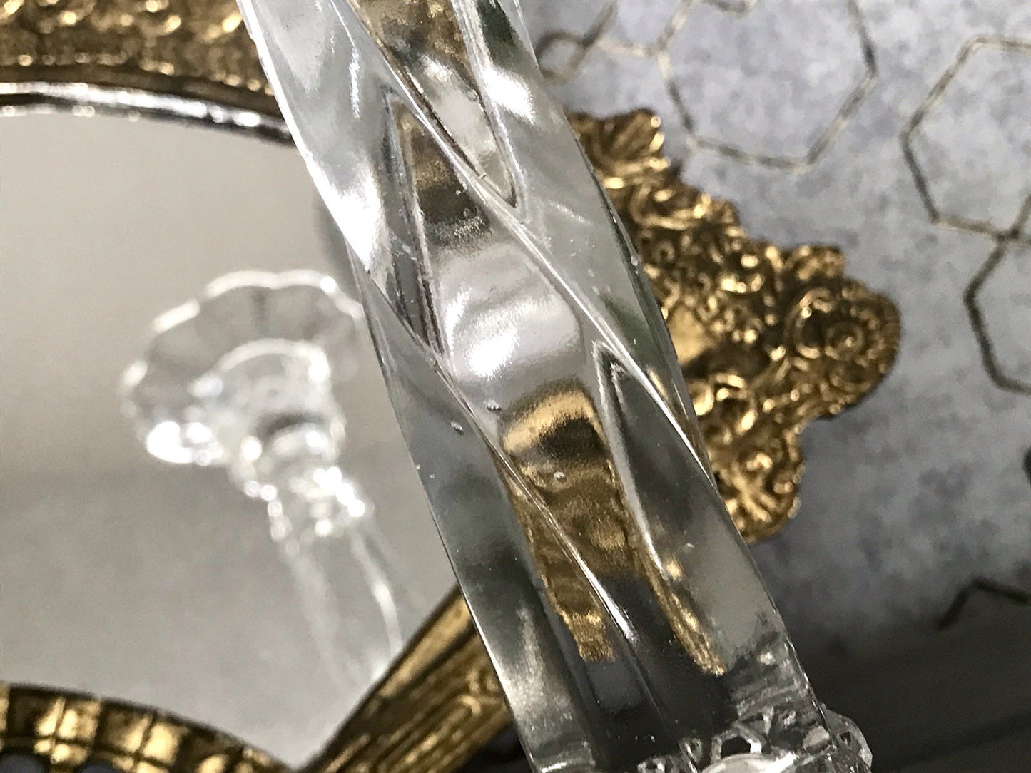 Antik Art Déco 2x Kerzenleuchter Leuchter Kerzenständer Pressglas Glas