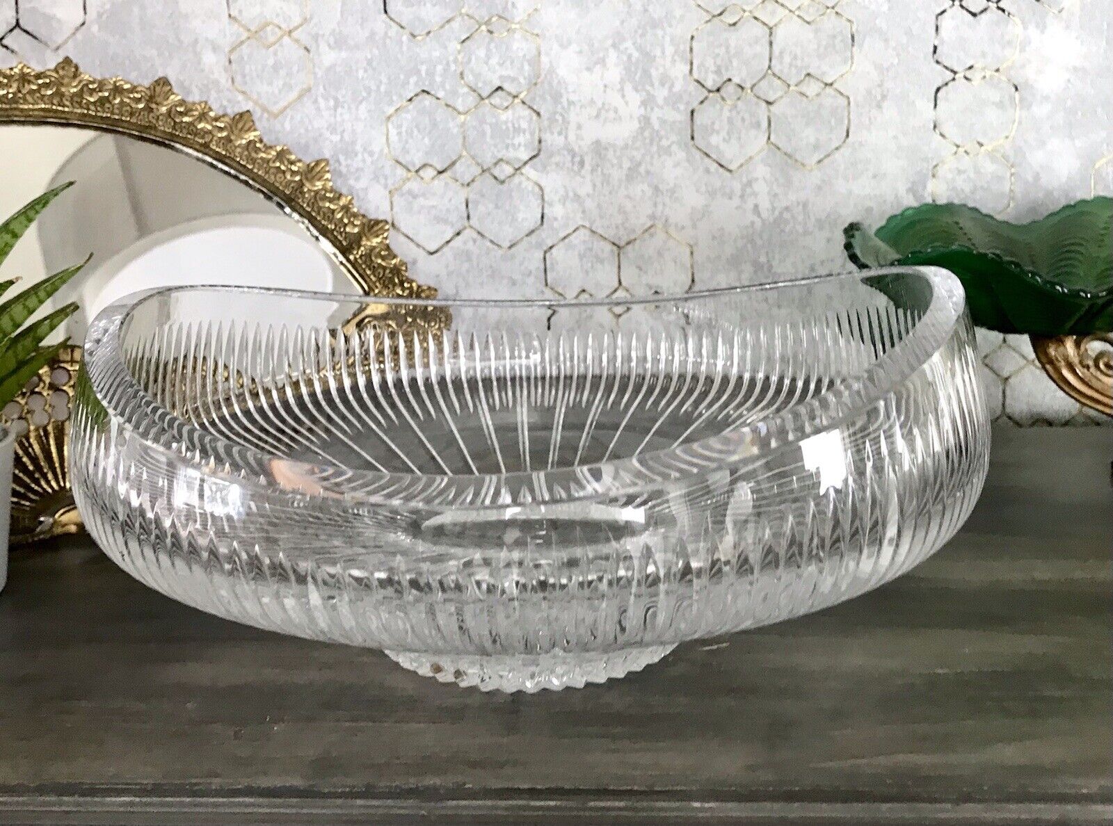 Vintage EDEL Bleikristall Schale Glasschale Kristallglas Glas Groß Schliff