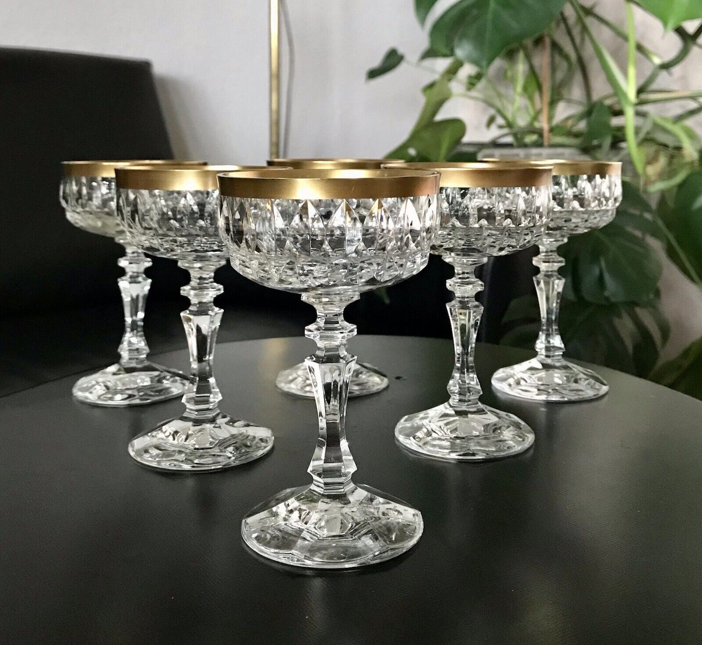 Vintage 12 EDEL Likörschalen Gläser Kristallglas Likörgläser Goldrand