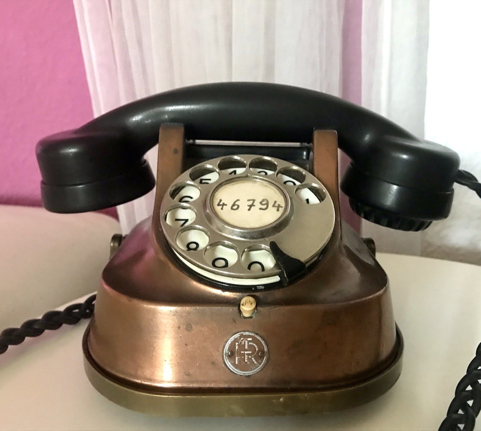 alt 50er beinahe antik FTR Bell Telefon Bakelit Kupfer sehr dekorativ schwer
