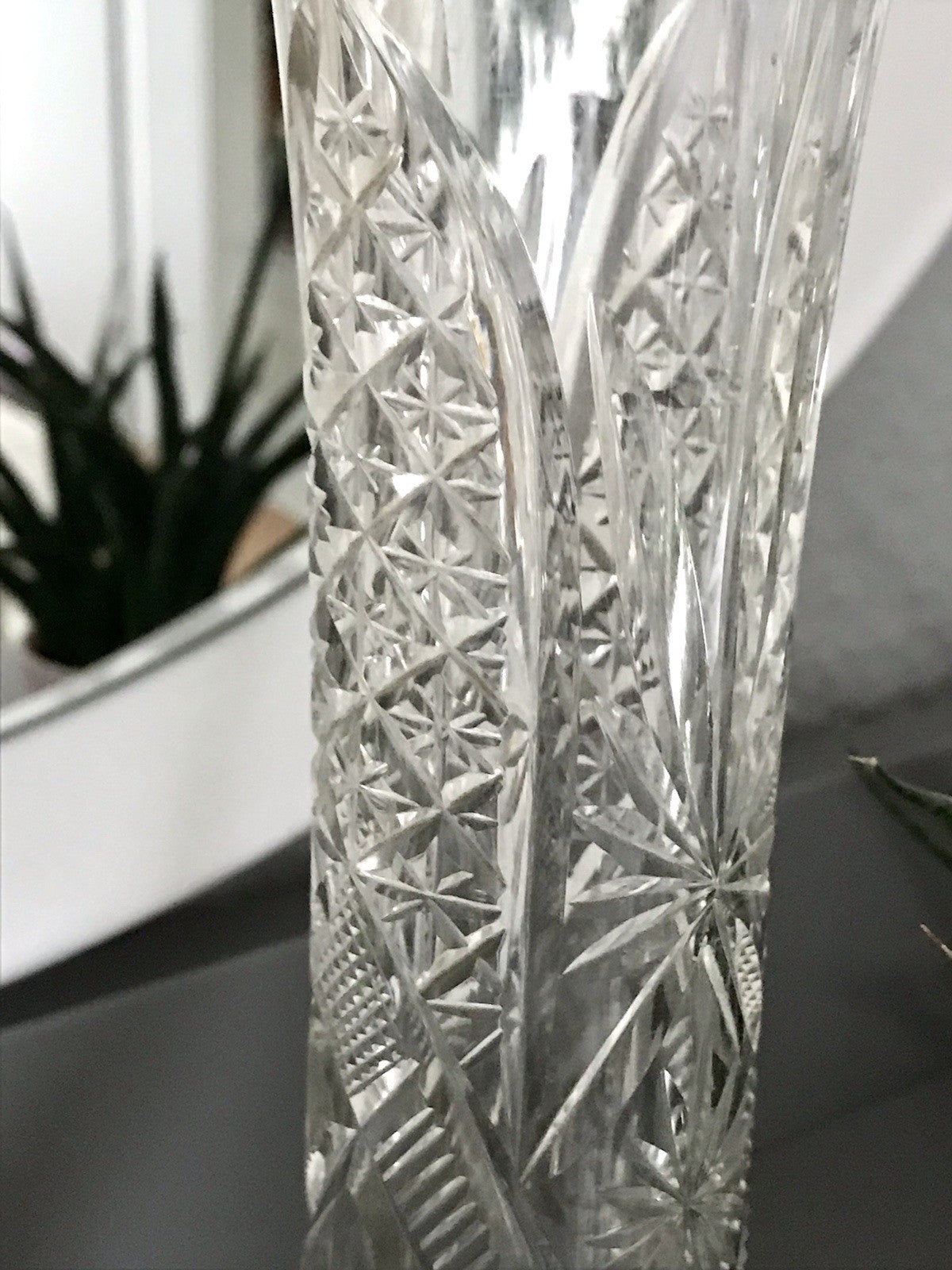 Antik Vase Glasvase Kristallglas geschliffen Jugendstil Art Déco