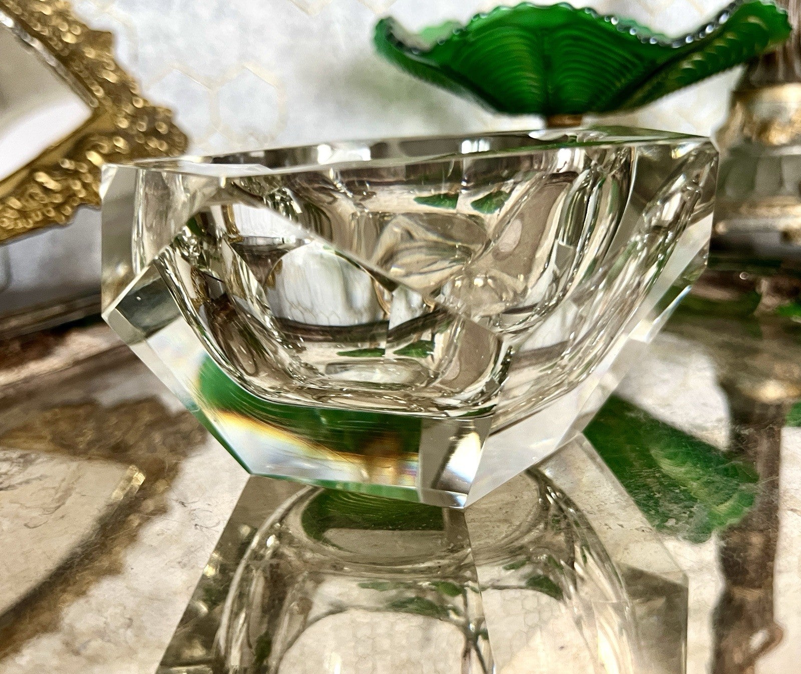 Art Déco Aschenbecher Designer  Ascher farblos Kristallglas EDEL Franz Burkert?