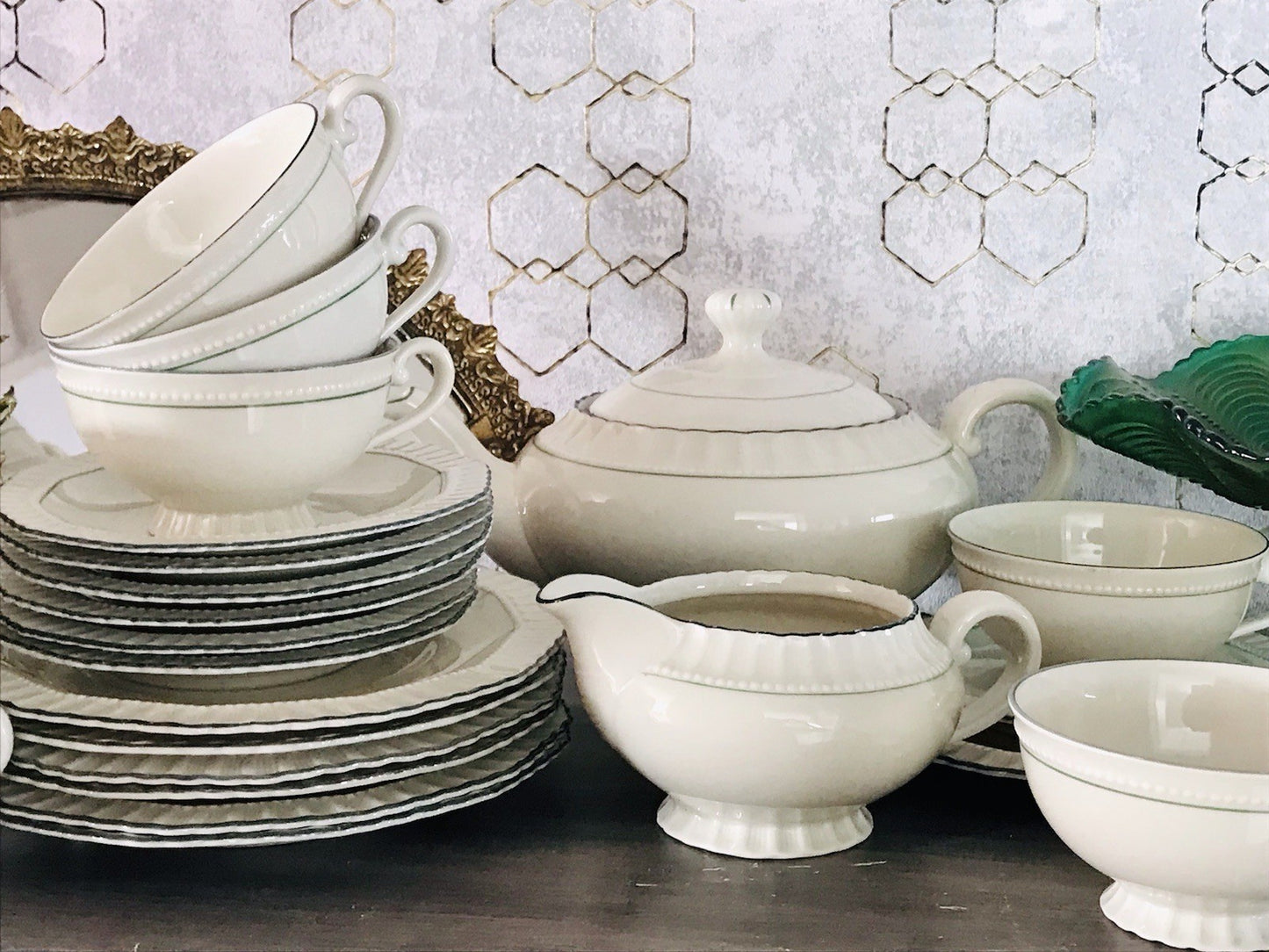 Antik Edel Art Déco Porzellan Kaffeeservice 8 Pers. SCHÖN Schlaggenwald Böhmen