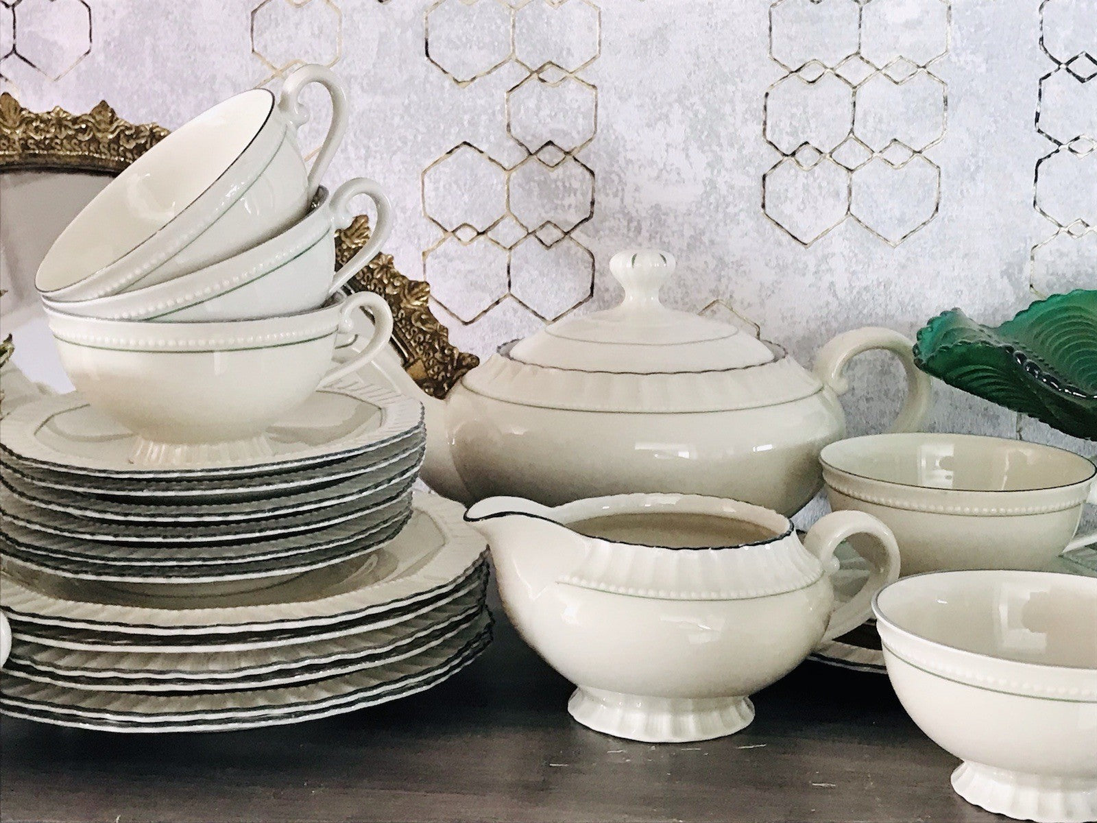 Antik Edel Art Déco Porzellan Kaffeeservice 8 Pers. SCHÖN Schlaggenwald Böhmen