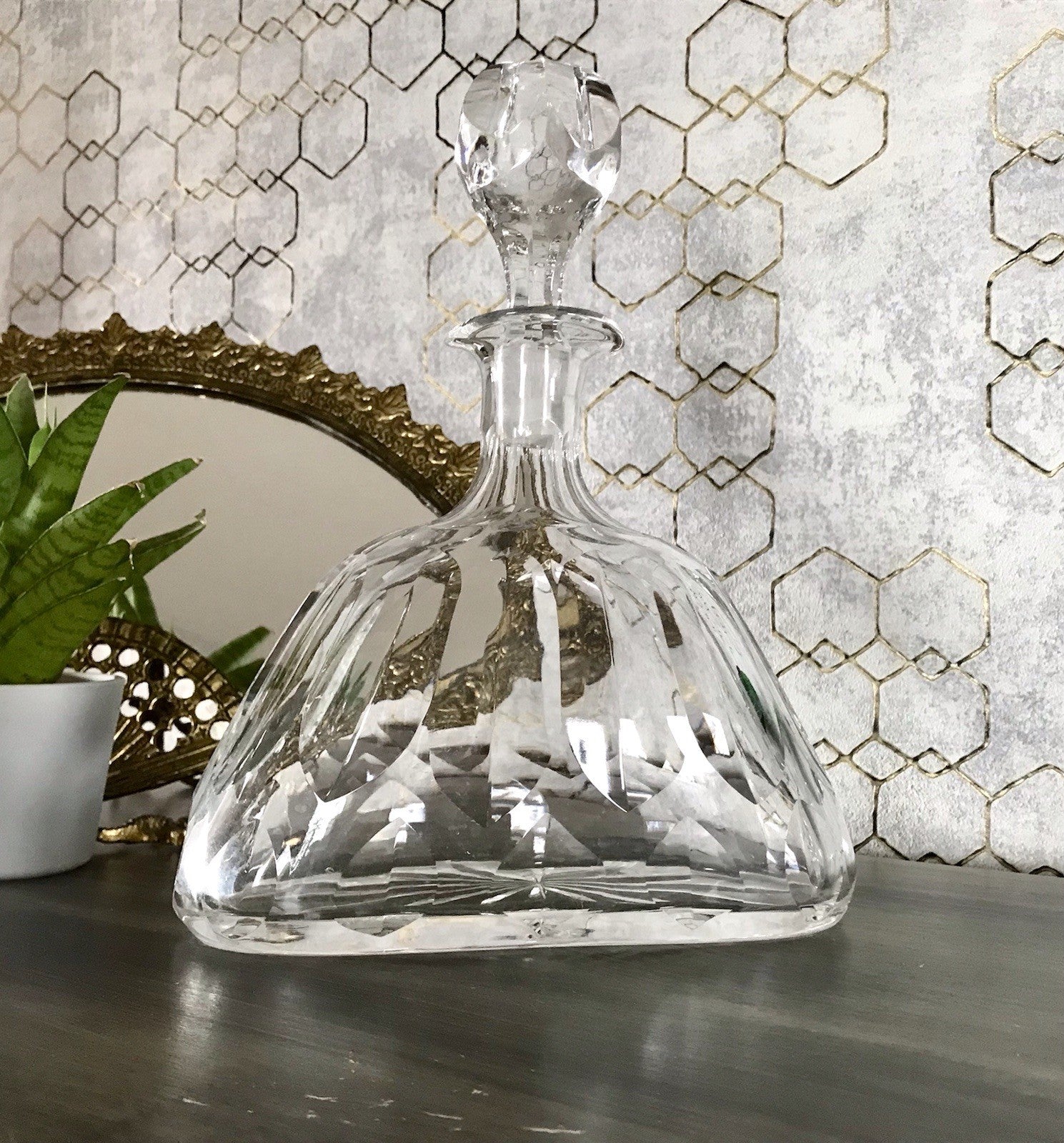 Antik ? Art Déco Kristallglas Bleikristall Design Karaffe EDEL ovoid