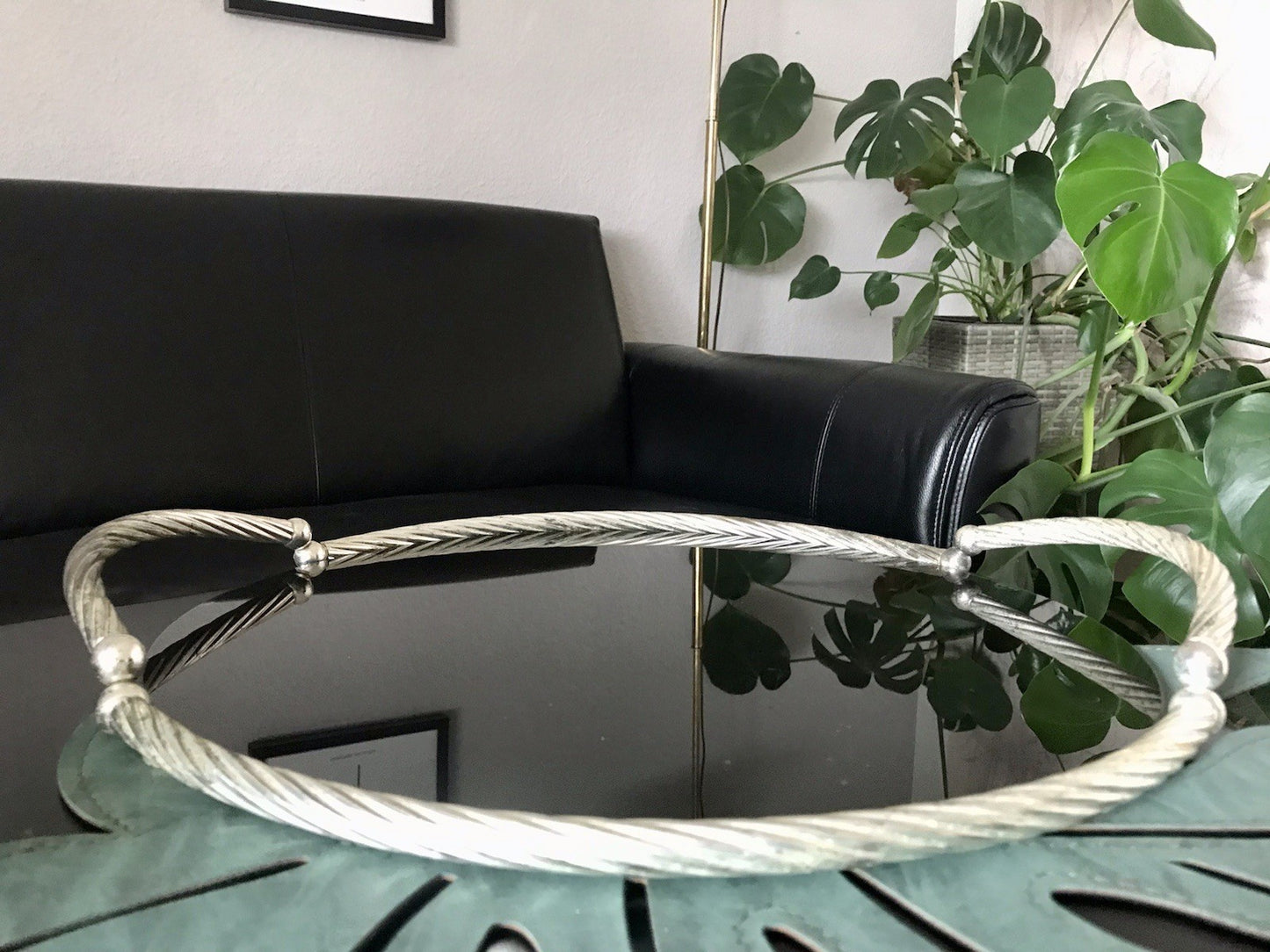 Vintage Designer Tablett Serviertablett versilbert Dimart ? Italien 80er Jahre