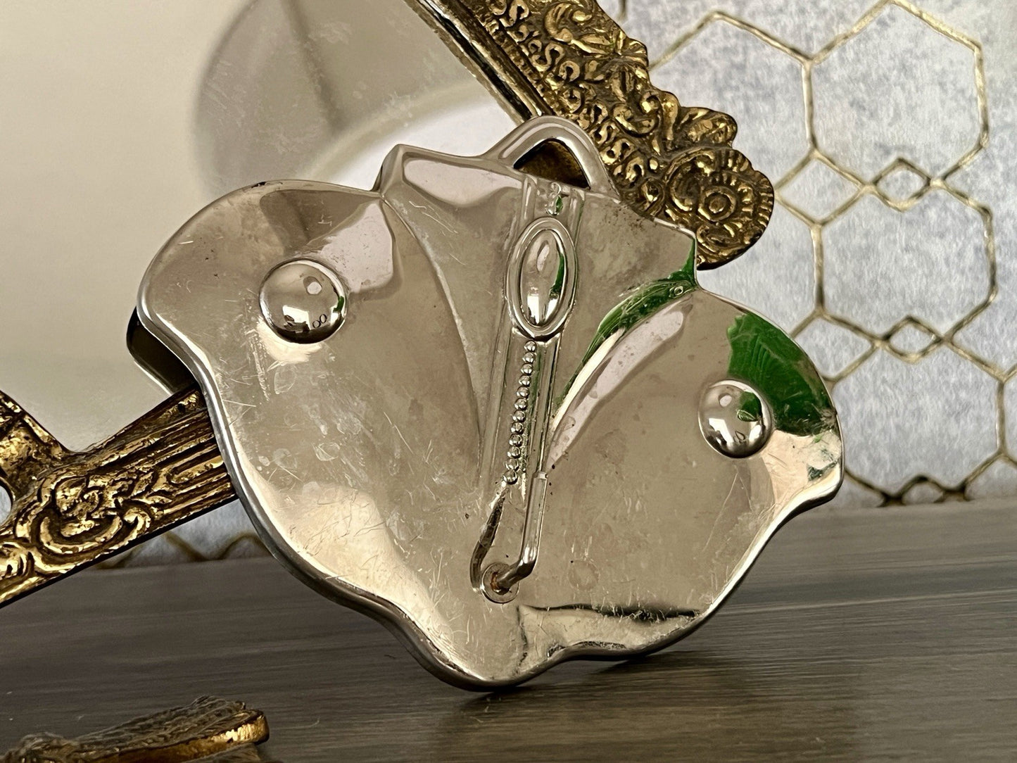 Antik Jugendstil Haken Handtuchhaken Kleiderhaken Metall verchromt? vernickelt?