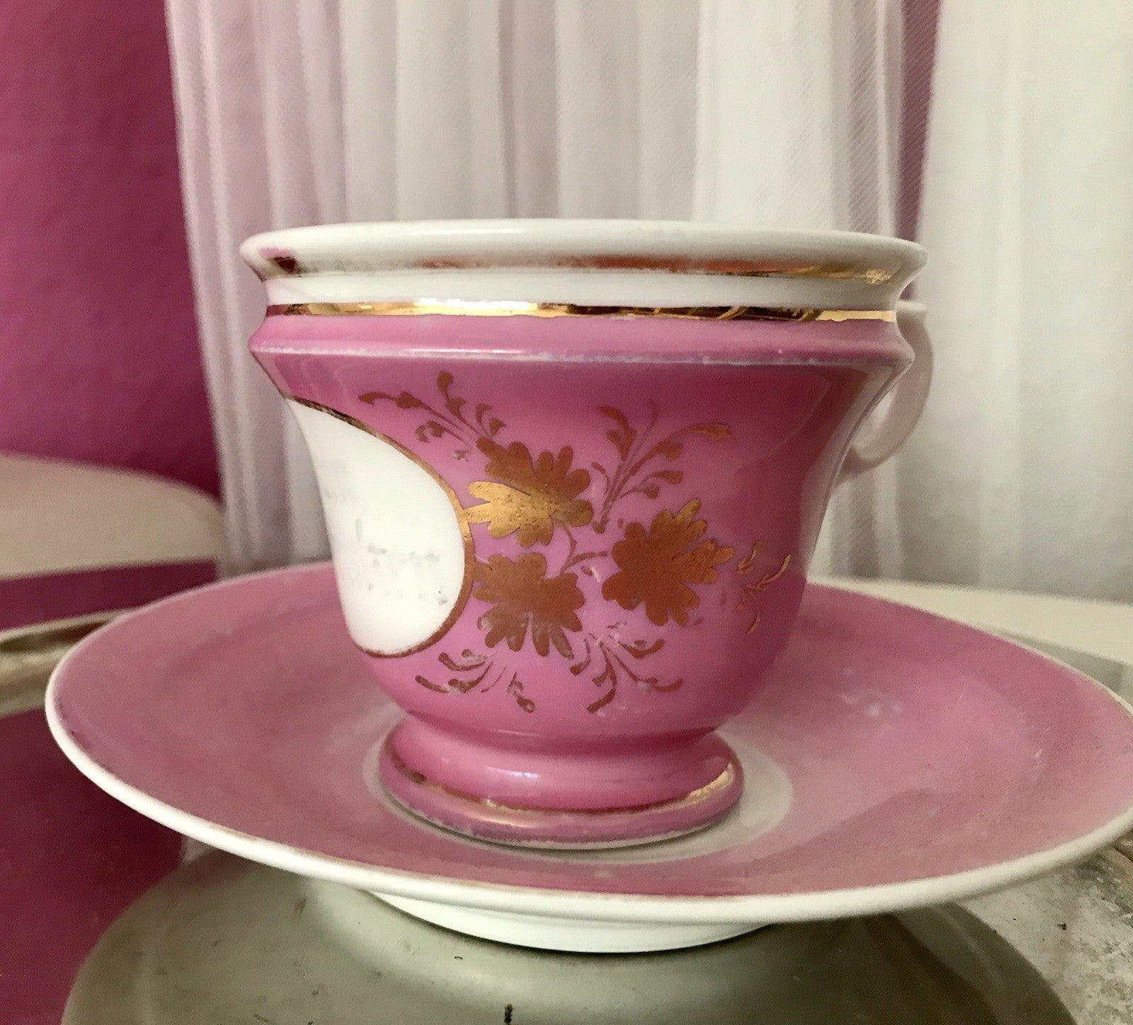 Antik Porzellan Andenken Becher Gedeck Sammeltasse Tasse „Zum Andenken“ Tielsch