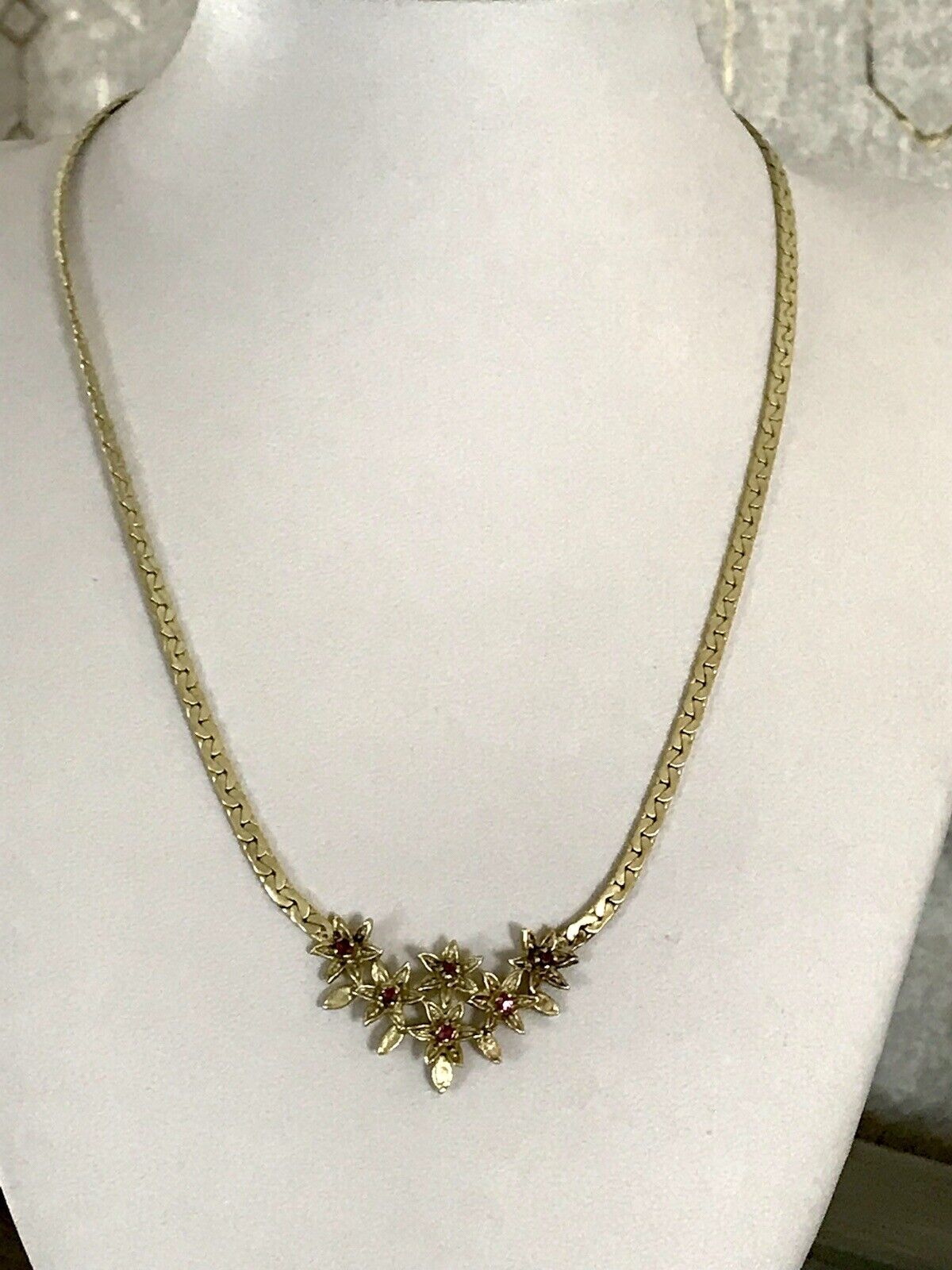 Antik Edel Jugendstil 925 Silber vergoldet Collier Halskette Rubine