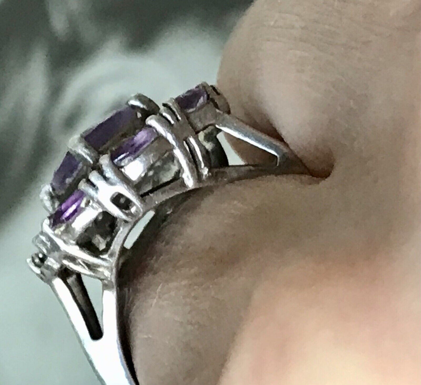 Antik Art Déco Edel DAMEN RING Silber 925 Amethyste Gr.57 58 18,1 18,5