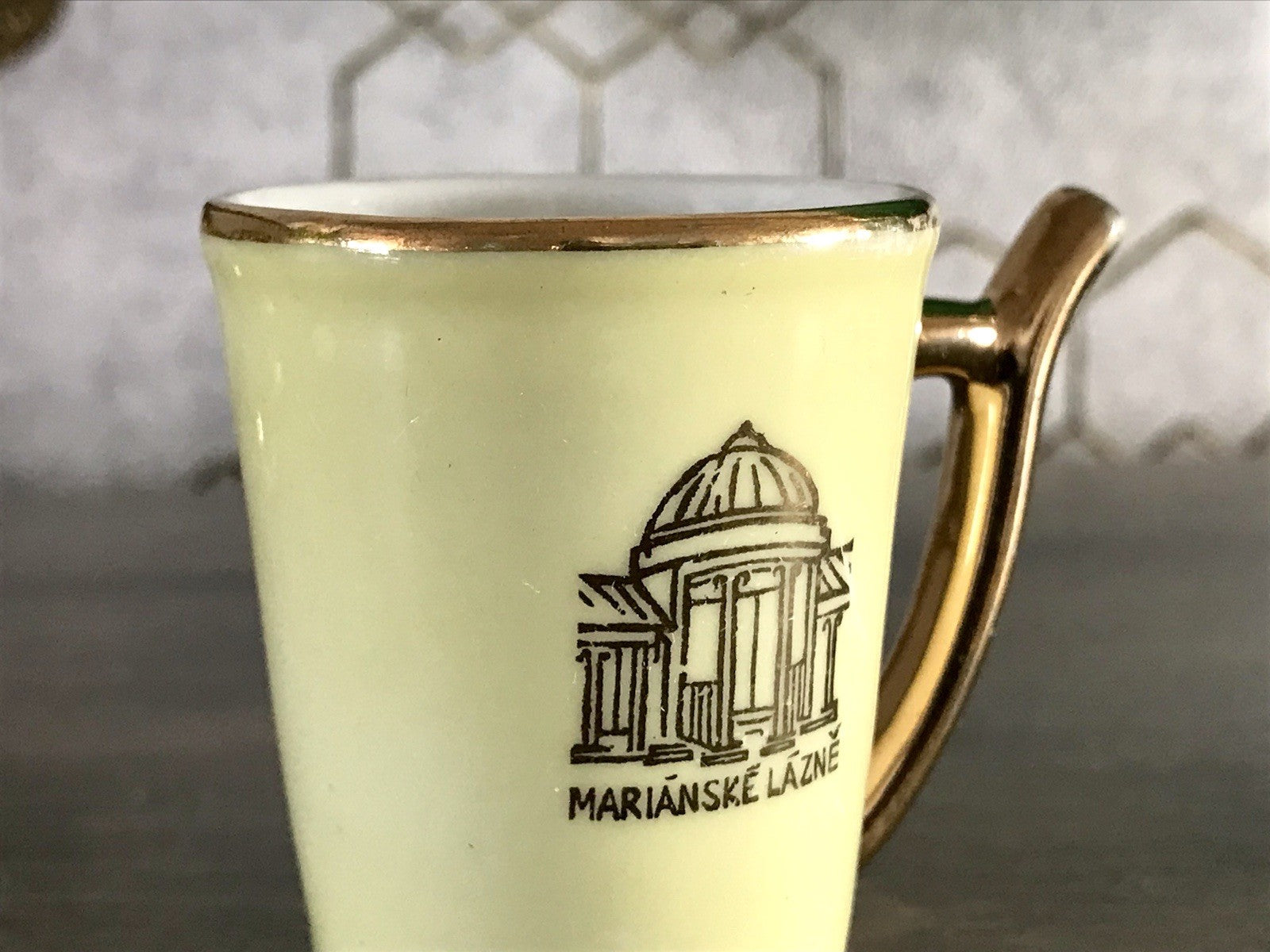 Antik Porzellan Andenken Becher Kurbecher Tasse Marianske Lazne