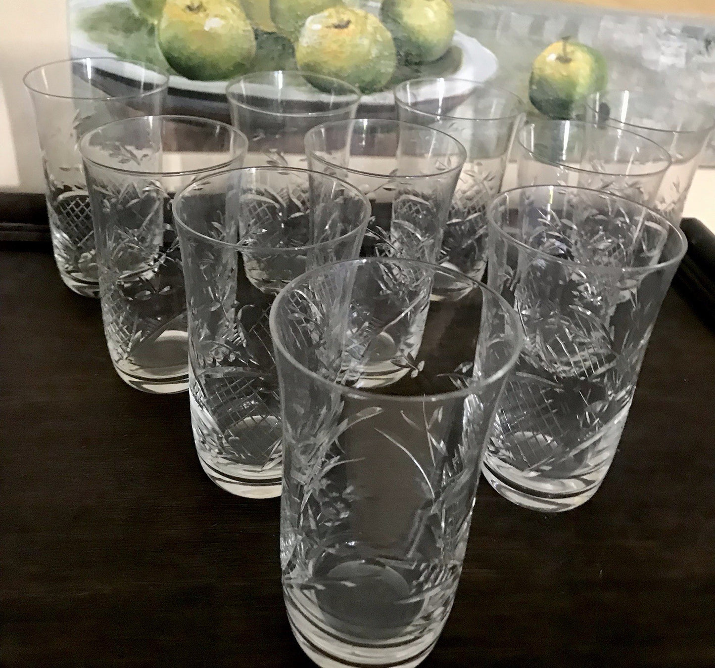 Antik Art Déco EDEL 10 Wassergläser Gläser  Becher Glas Kristallglas geschliffen