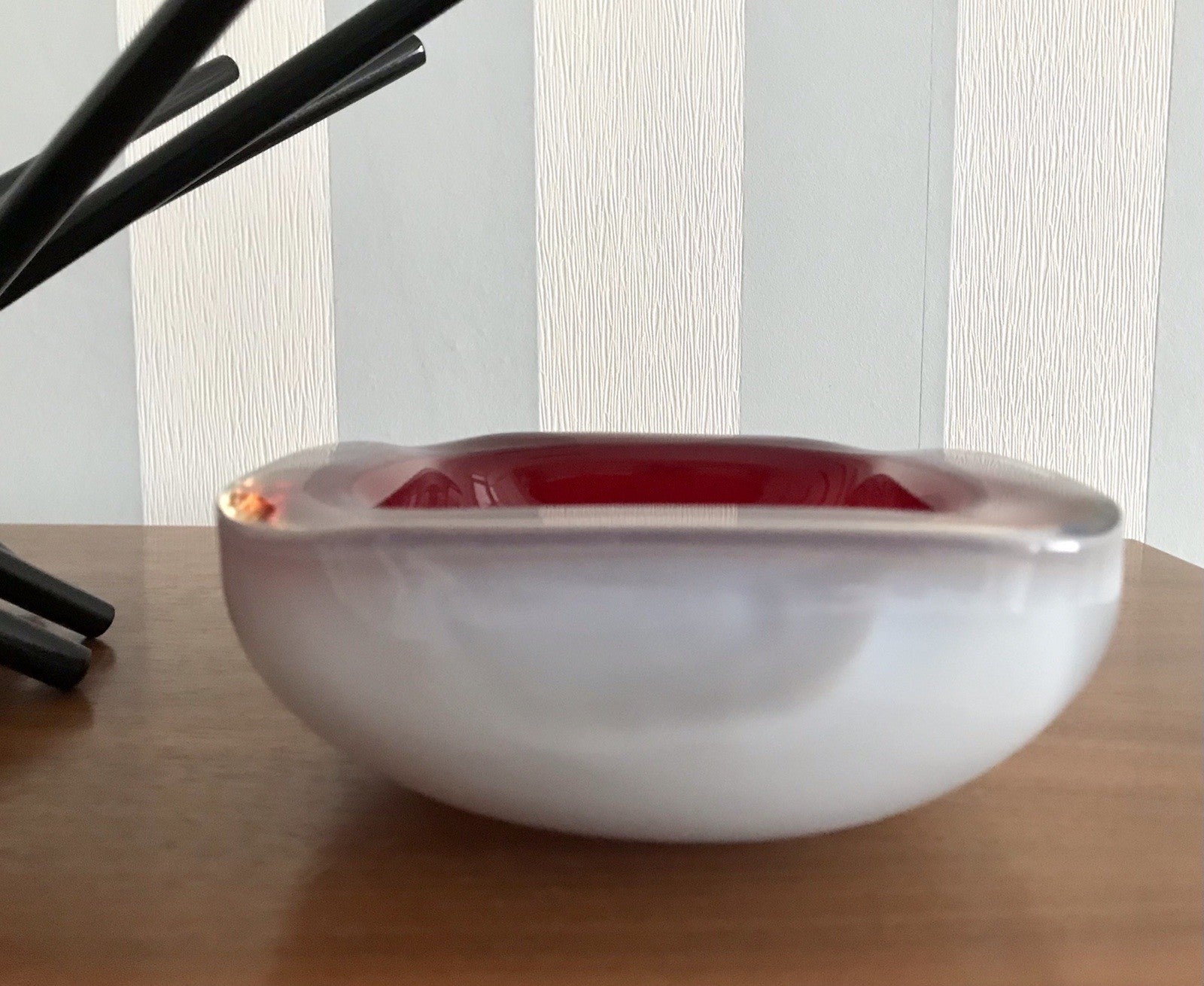 Vintage 60er Murano Glas Schale Barovier? Rot weiß gelb edel