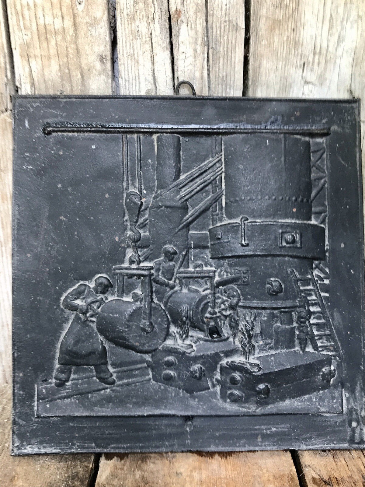 Alt Vintage Eisenguss Wandrelief Bild Relief Gusseisen Eisenhütte Biedenkopf