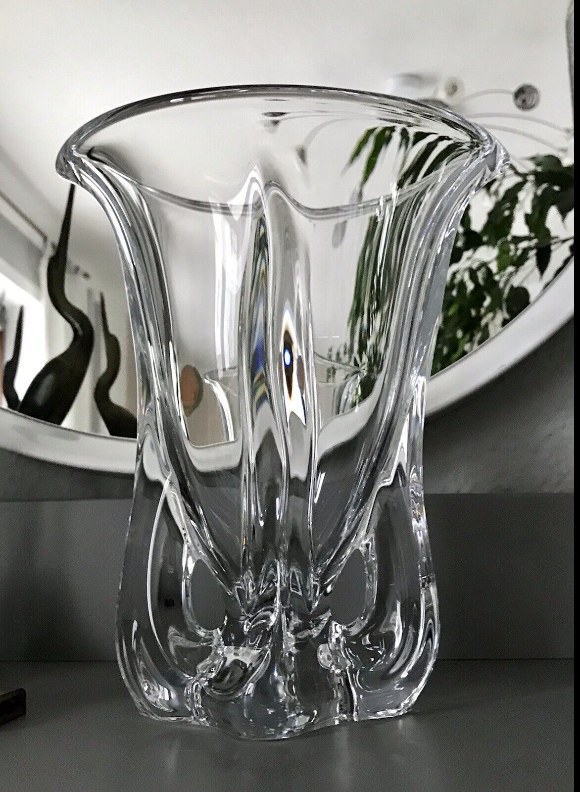 Vintage schwere Vase Glasvase Kristallglas mundgeblasen SCHÖN Art Vannes France