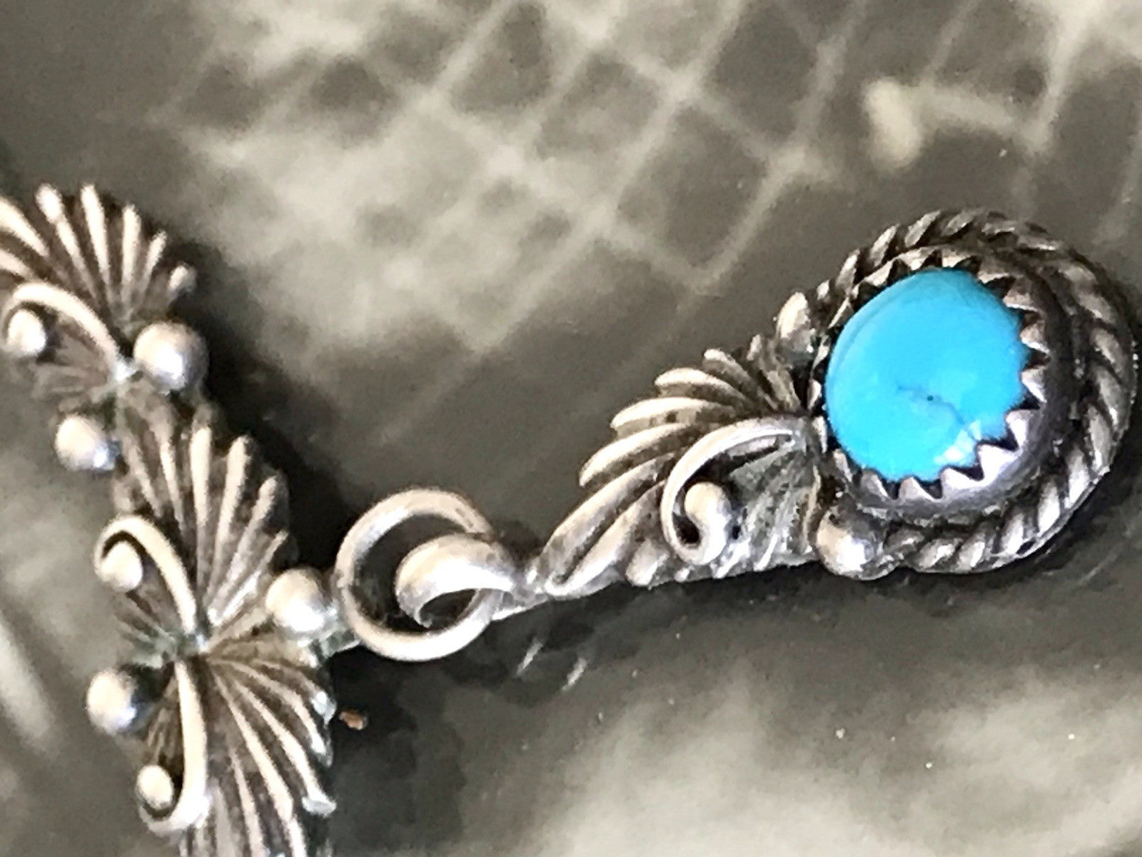Antik alt 925 Sterling Silber Collier Halskette Türkis