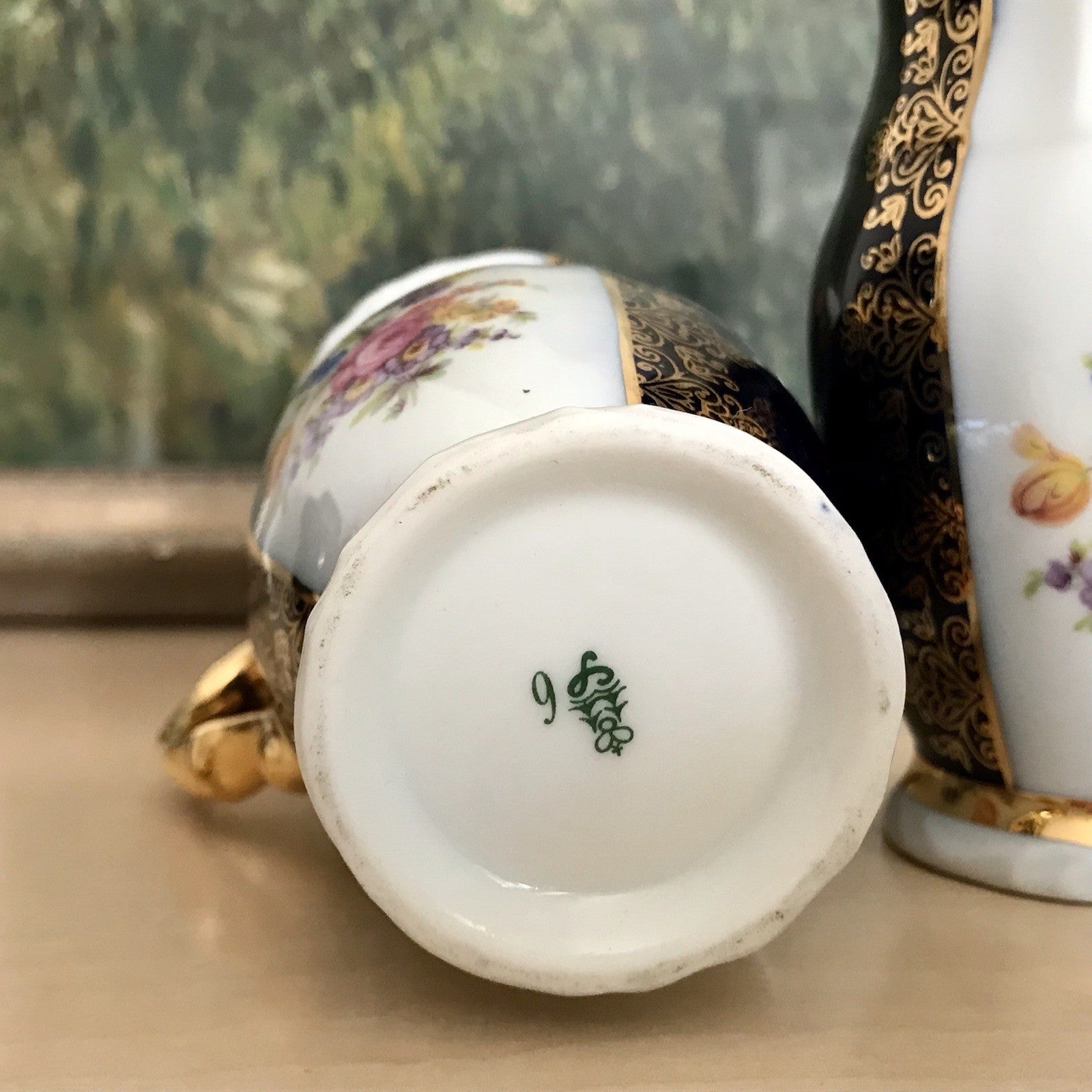 1 x Alt Porzellan Becher Tassen Kännchen? Echt Kobalt Golddekor bunt Haas&Czjzek