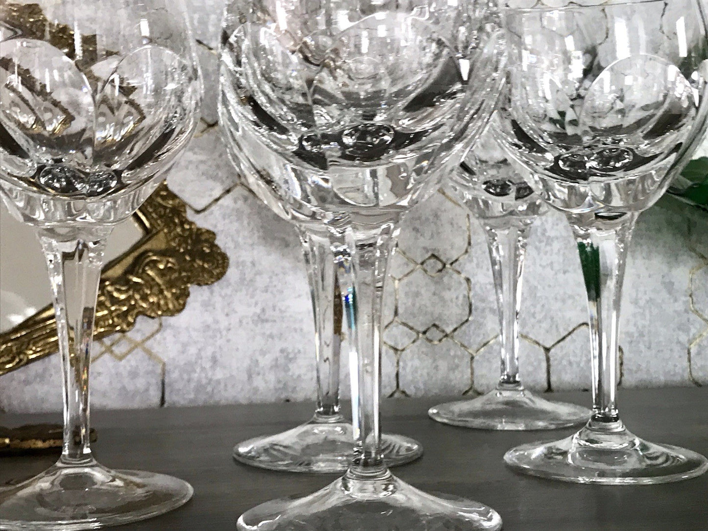 Vintage Edel 5x Weingläser Gläser Kristallglas Bleikristall