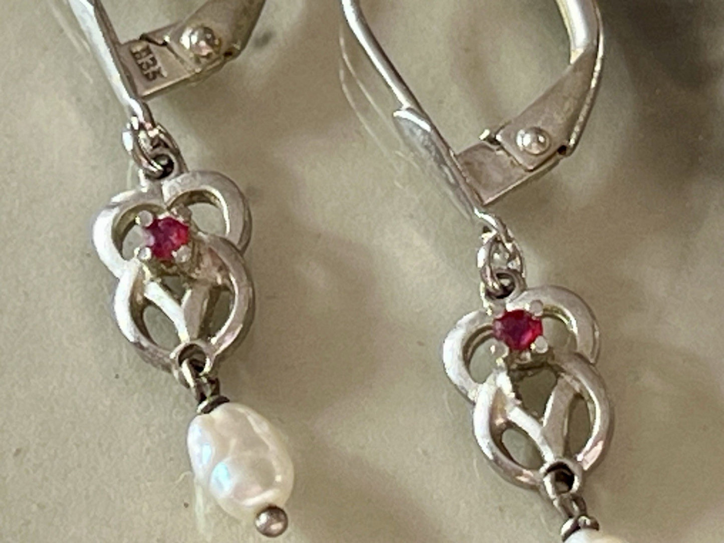 Antik Jugendstil Ohrhänger Ohrringe DAMEN Silber 835 SUPER Design barocke Perle