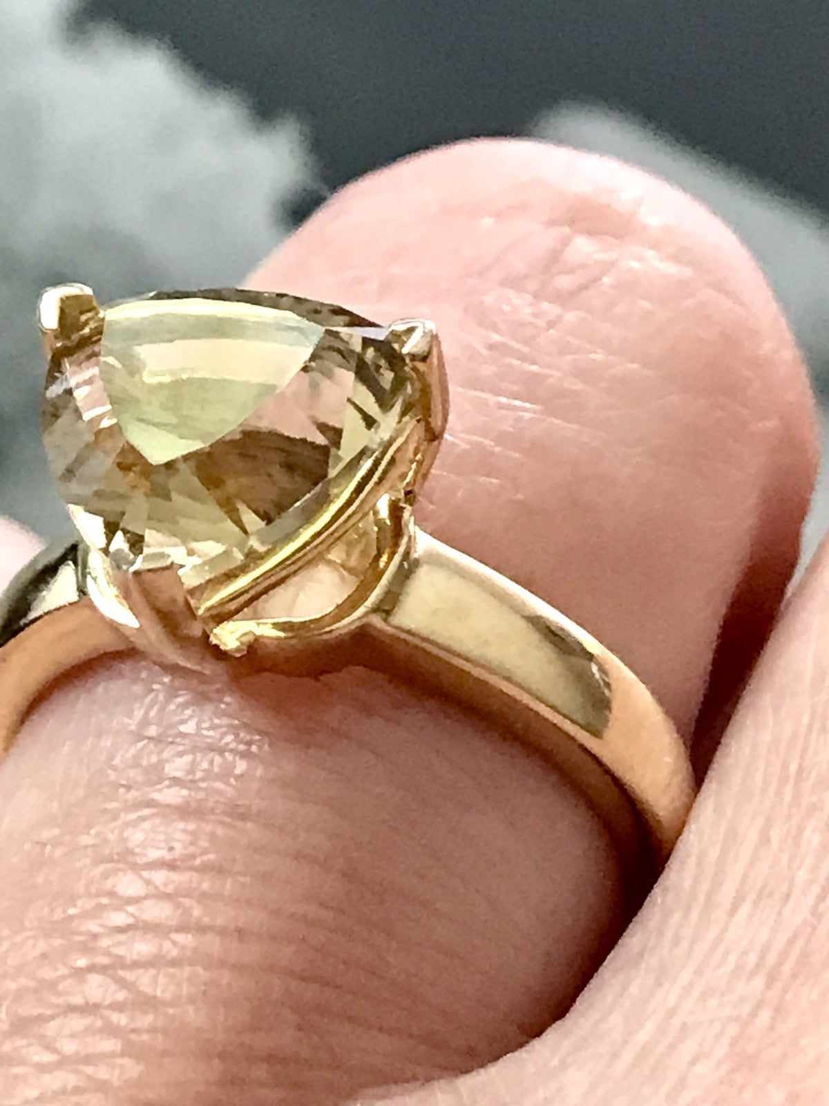 Vintage Ring Citrin? gelber Stein 925 Silber vergoldet Gr.57 18,1