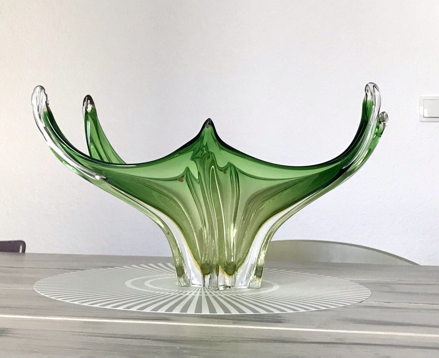 Vintage 60er Somerso Murano Schale Glas grün Überfangglas Erscheinung GROß