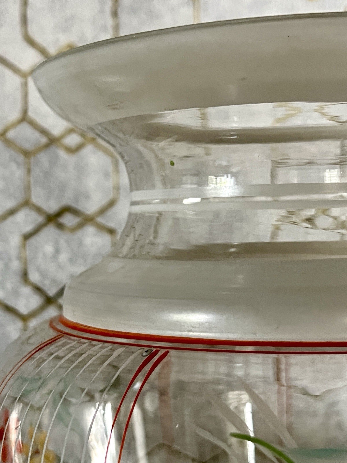 Antik GROẞ Vase Glasvase Art Déco teils satiniert bunte Malerei markant 1930er