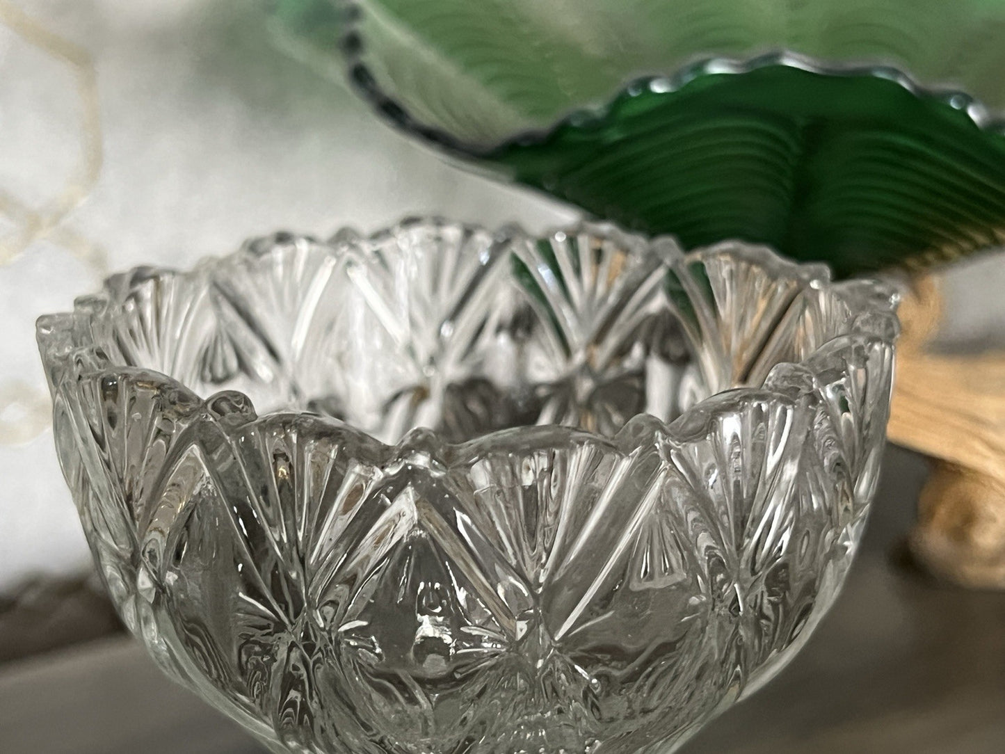Antik Jugendstil Art Deco Pressglas Glas Fußschale Schale Zuckerschale