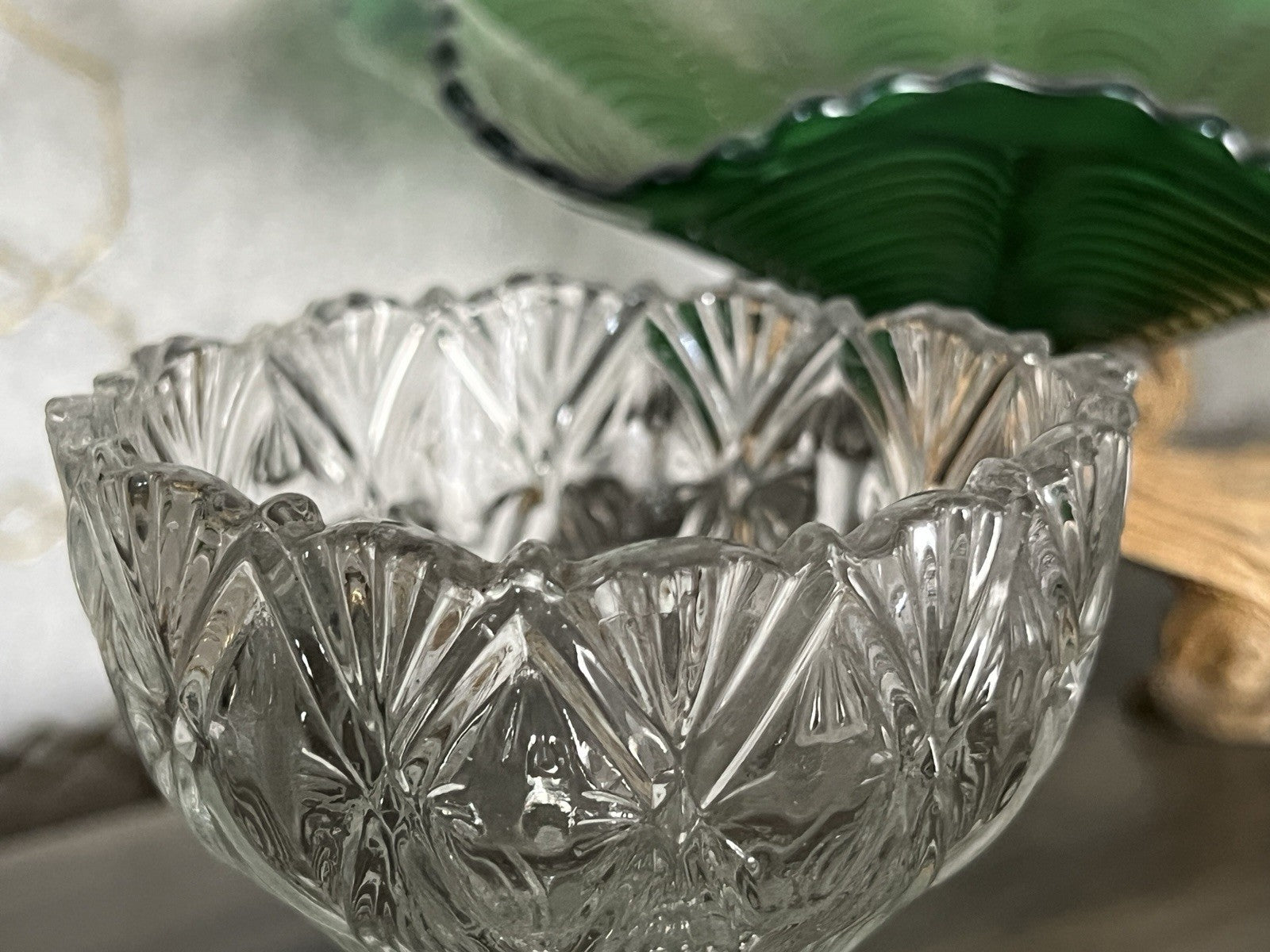Antik Jugendstil Art Deco Pressglas Glas Fußschale Schale Zuckerschale