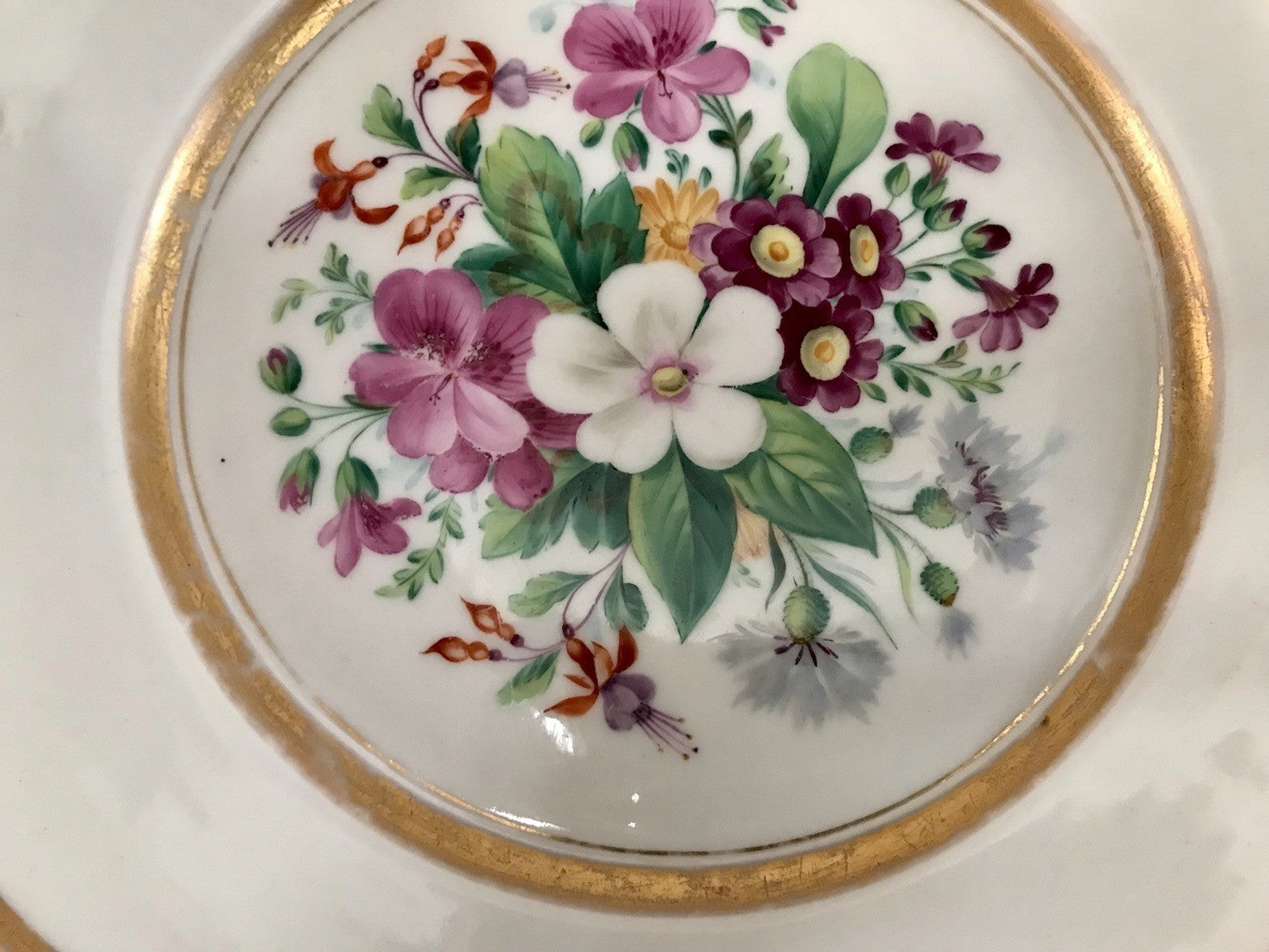 Antik Tielsch Porzellan Schale Zierschale Prunkschale um 1860 Blumenmalerei