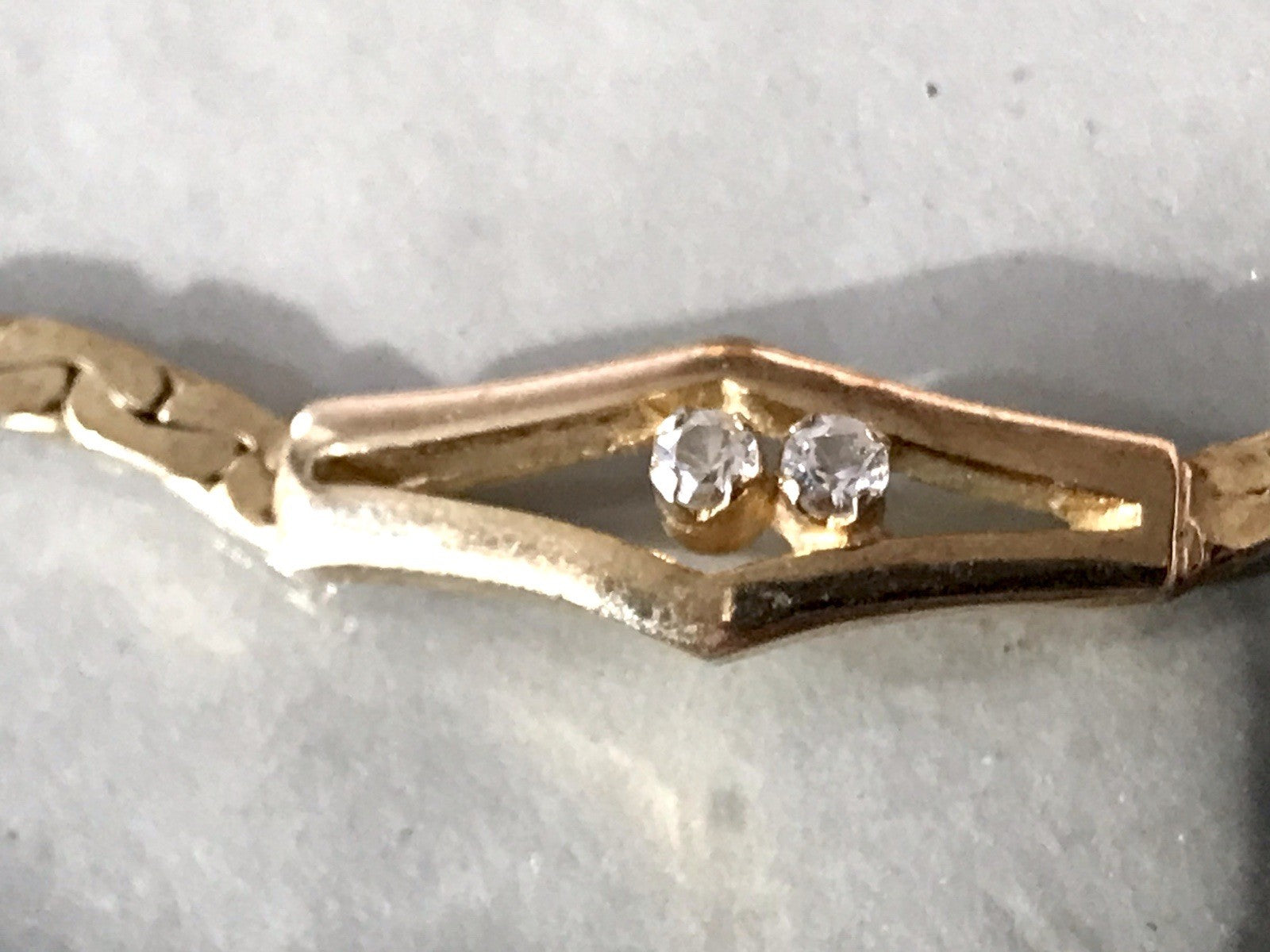 Alt Edel Vintage 835 Silber vergoldet Collier Halskette farblose Steine