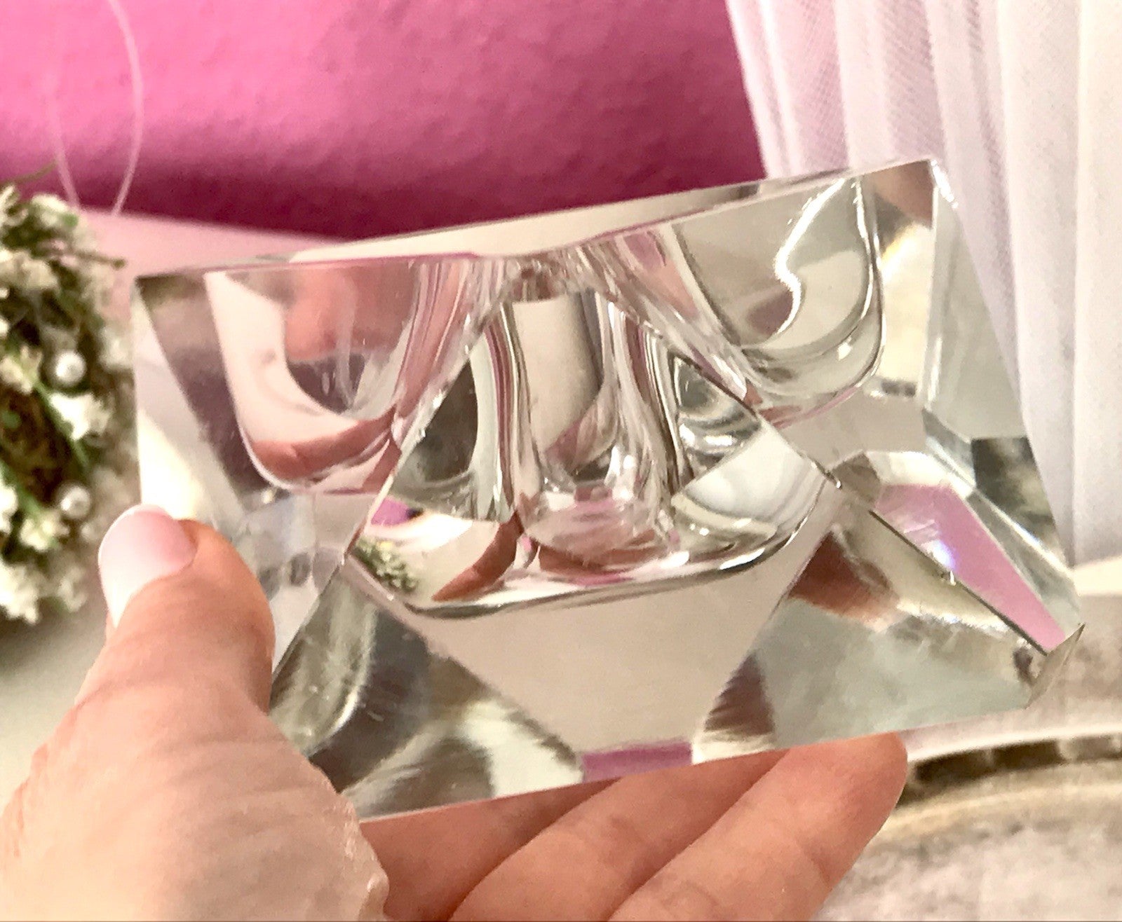 Art Déco Aschenbecher Designer  Ascher farblos Kristallglas EDEL Franz Burkert?