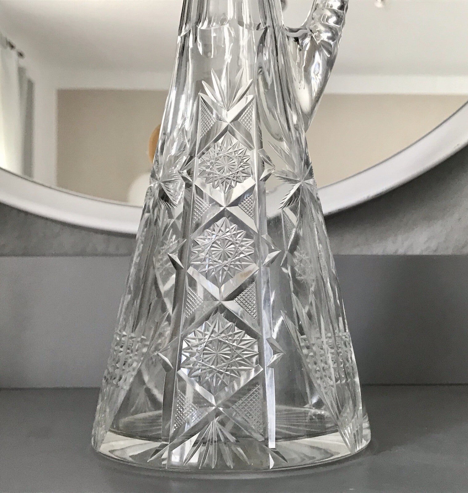 Antik Art Déco Schliff Dekanter Karaffe Kristallglas Bleikristall EDEL