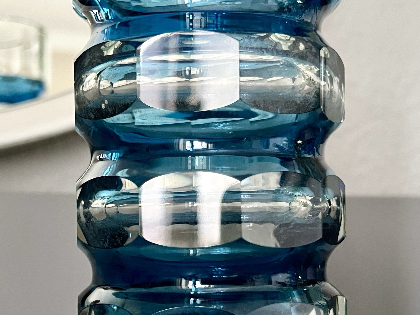Antik? Art Déco Vase Glasvase Vase Glas Kristallglas Entwurf Meltzer Haida blau
