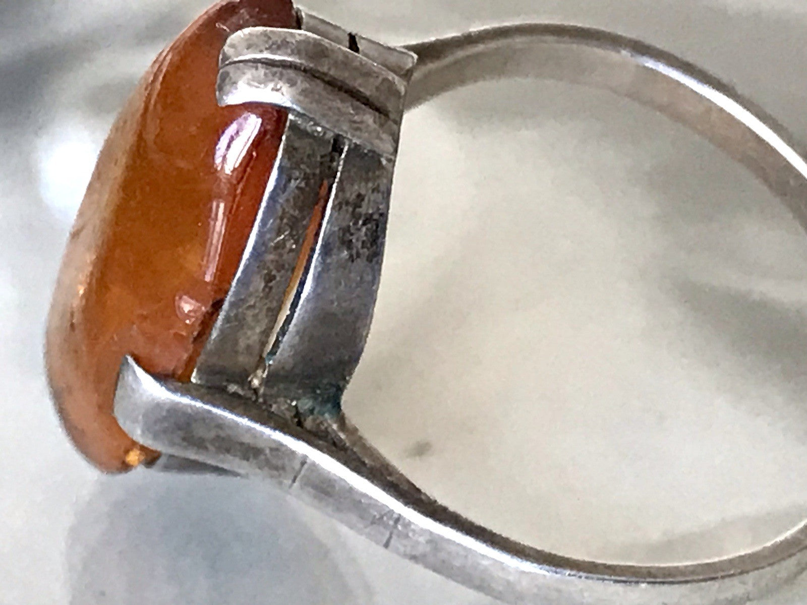 Alt Vintage Edel Bernstein DAMEN RING Silber 835 Super Design Gr. 56 57 schön!