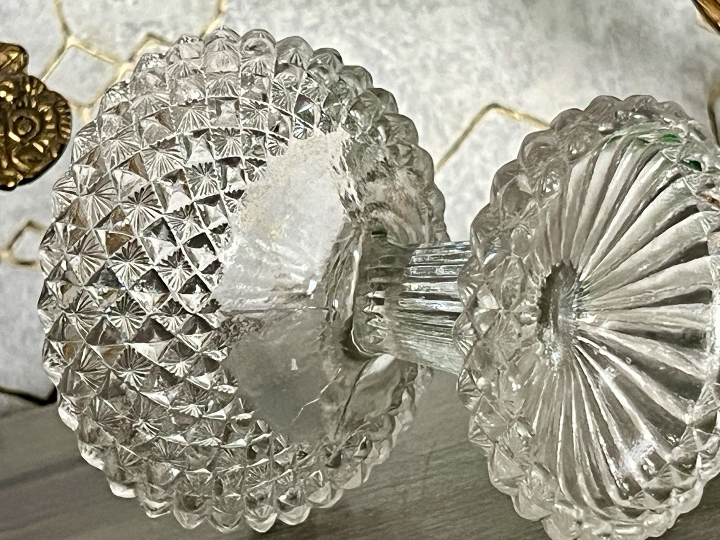 Antik Jugendstil Art Deco Pressglas Glas Fußschale Schale Zuckerschale