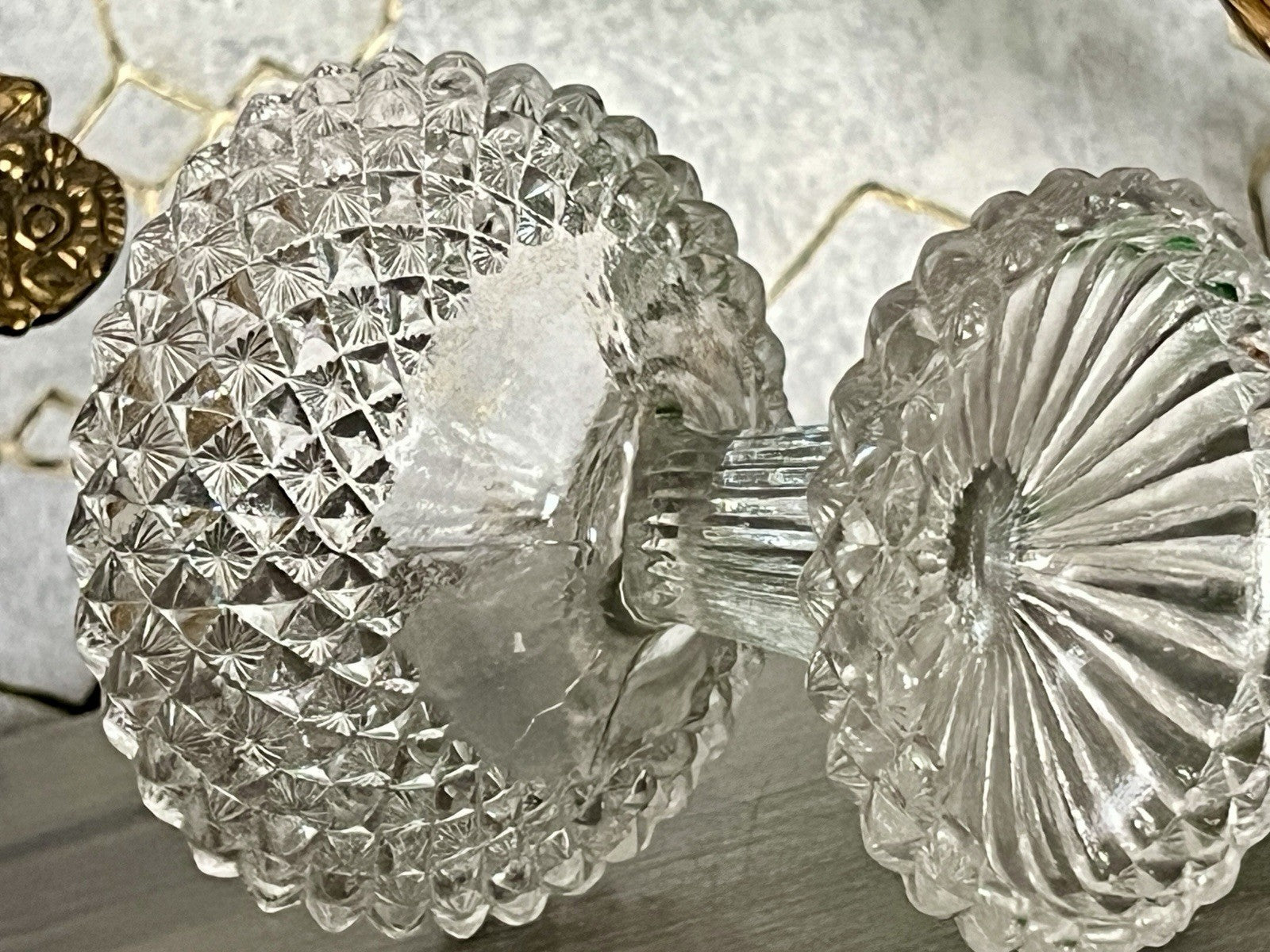 Antik Jugendstil Art Deco Pressglas Glas Fußschale Schale Zuckerschale