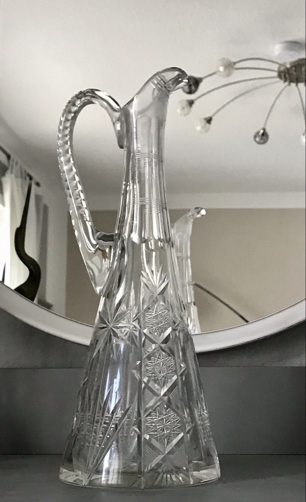 Antik Art Déco Schliff Dekanter Karaffe Kristallglas Bleikristall EDEL