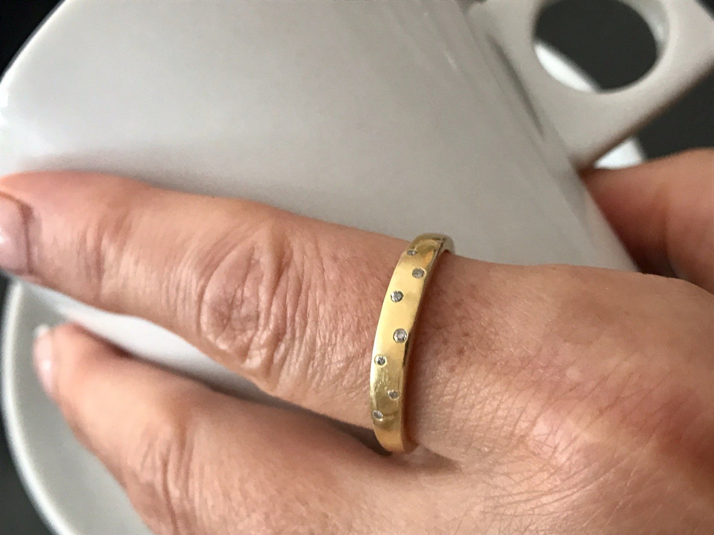 Vintage Ring farblose Steine Silber 925 vergoldet ~Gr.63 JLO