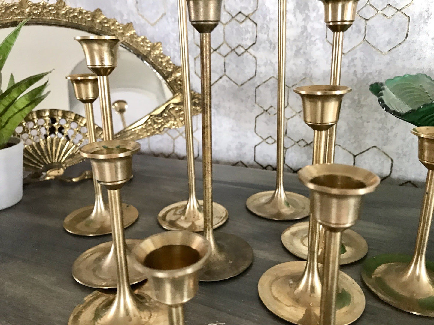 Vintage Alt 11 Kerzenständer Kerzenhalter Messing Leuchter Tulpen 6 Größen