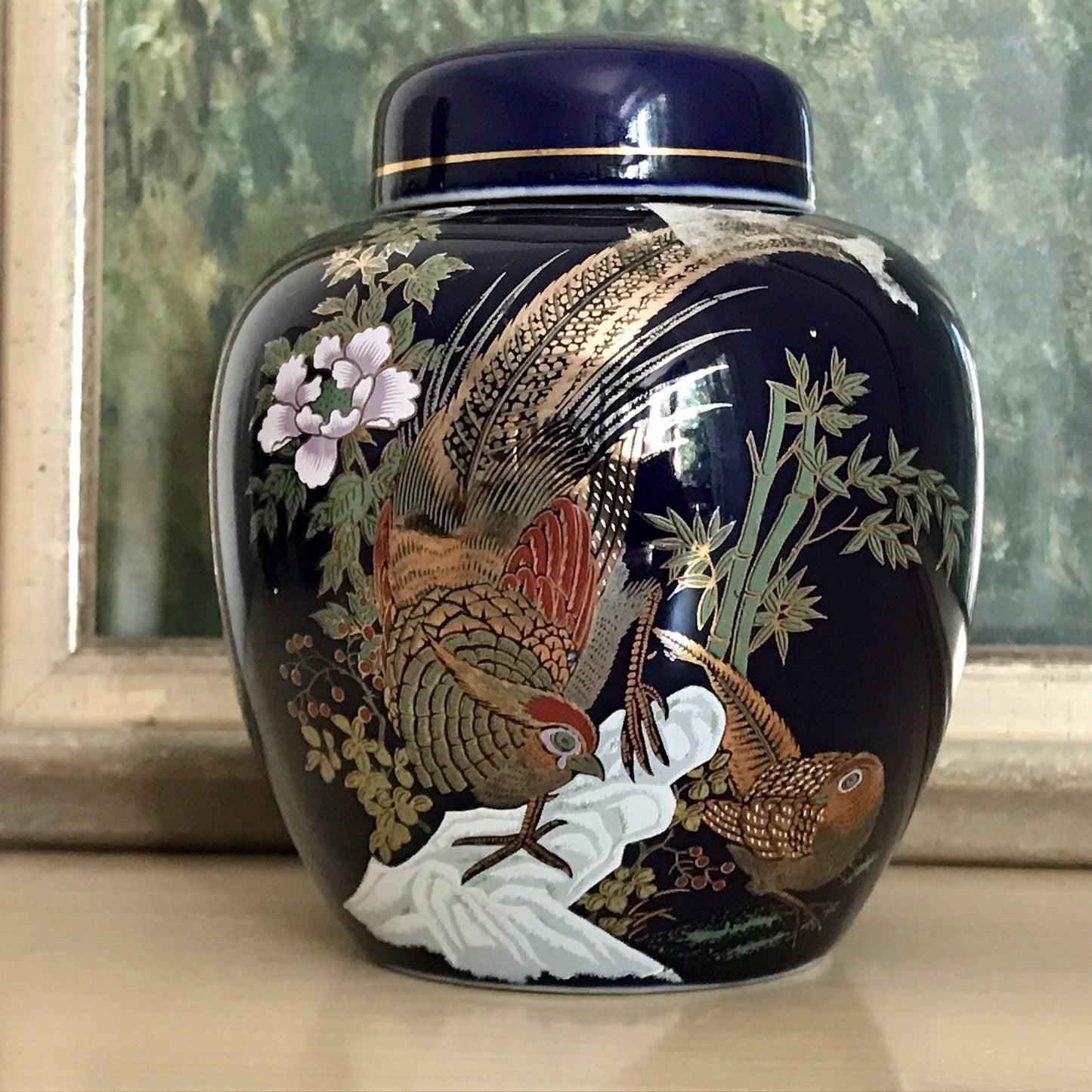Vintage 1 Porzellan Teedose Vase? Dose Urne MCModernistisch kobalt blau