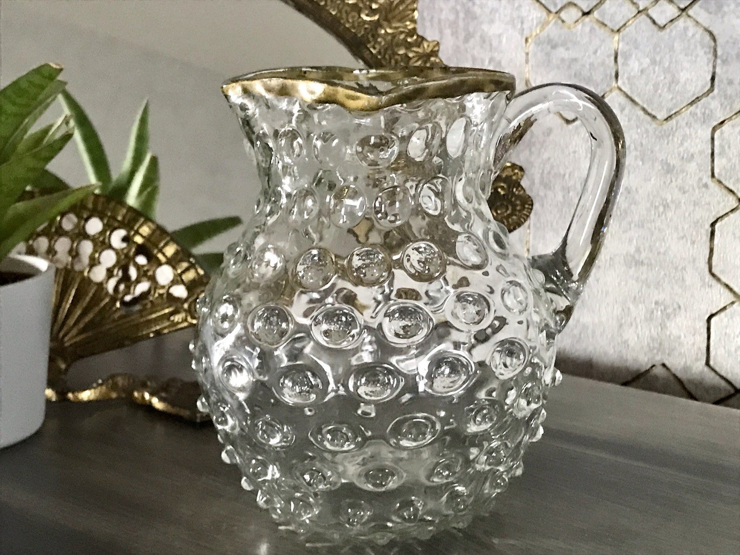 Anti Krug Glaskrug Kanne Karaffe Nuppen Abriss Zwar&Neugebauer Weißwasser 0,6 L