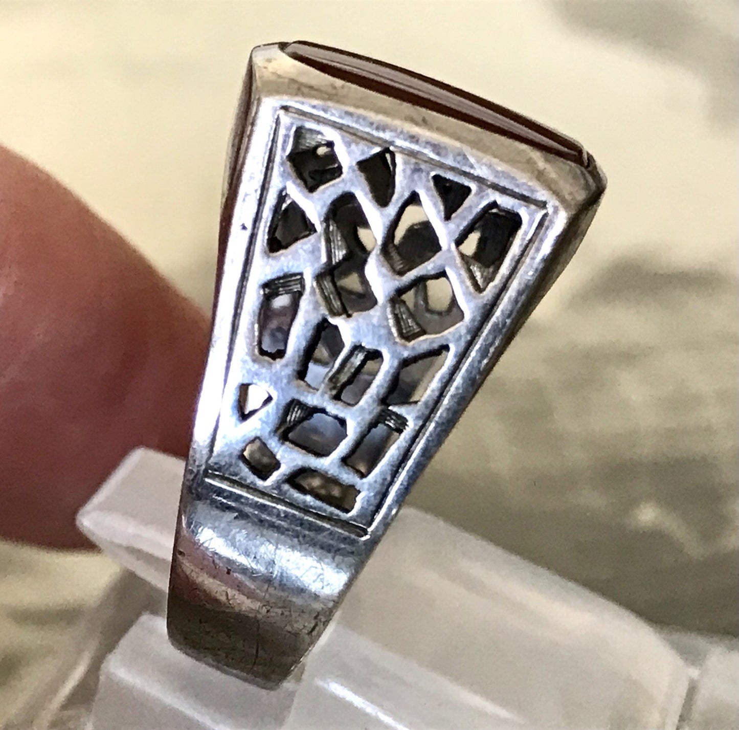 Antik alt Vintage Art Déco Herren RING Siegelring Karneol 835 Silber Gr.63