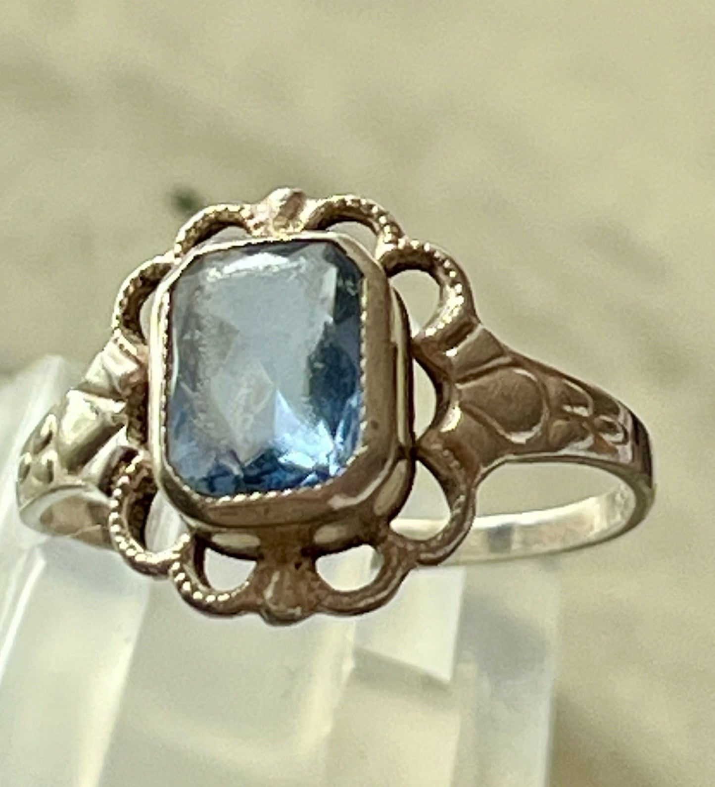 Antik Jugendstil blauer Stein DAMEN RING 835 Silber SUPER Gr.51