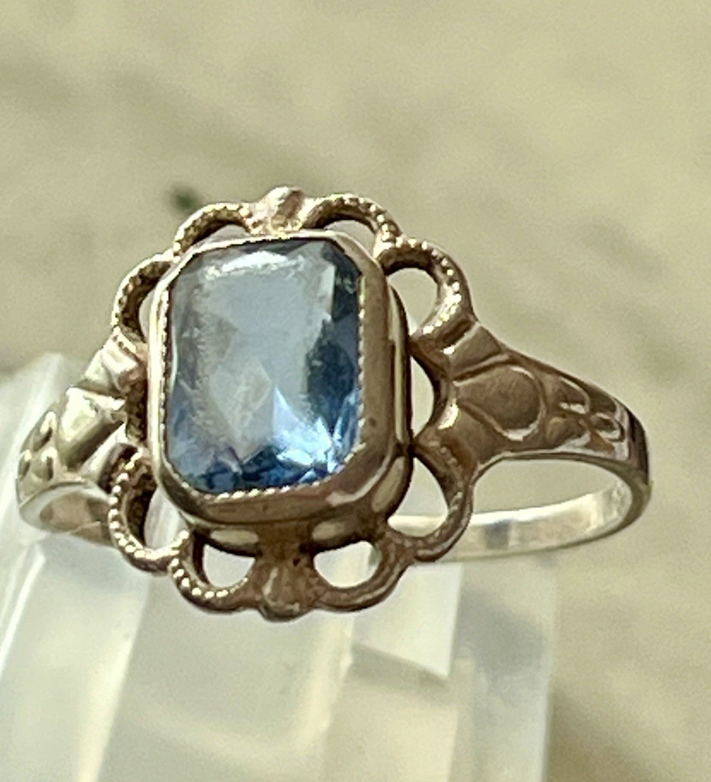Antik Jugendstil blauer Stein DAMEN RING 835 Silber SUPER Gr.51