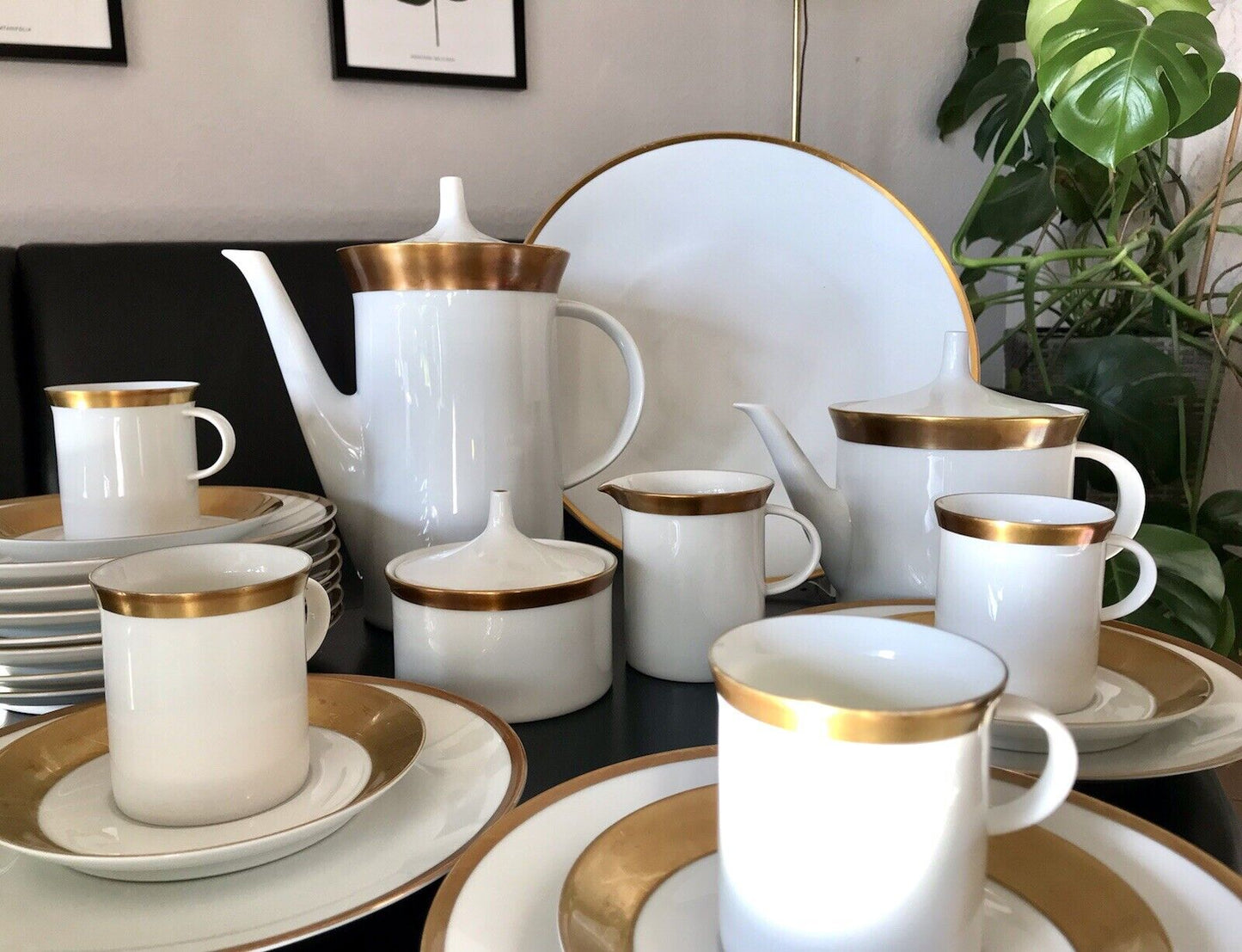 Vintage 60er Rosenthal Porzellan Kaffeeservice weiß gold Kurfürstendamm Studio
