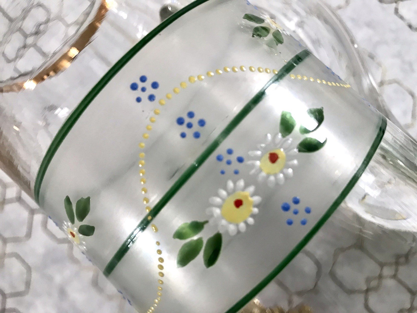 Antik Jugendstil große Karaffe Krug Schankkrug Emaile Golddekor Kanne