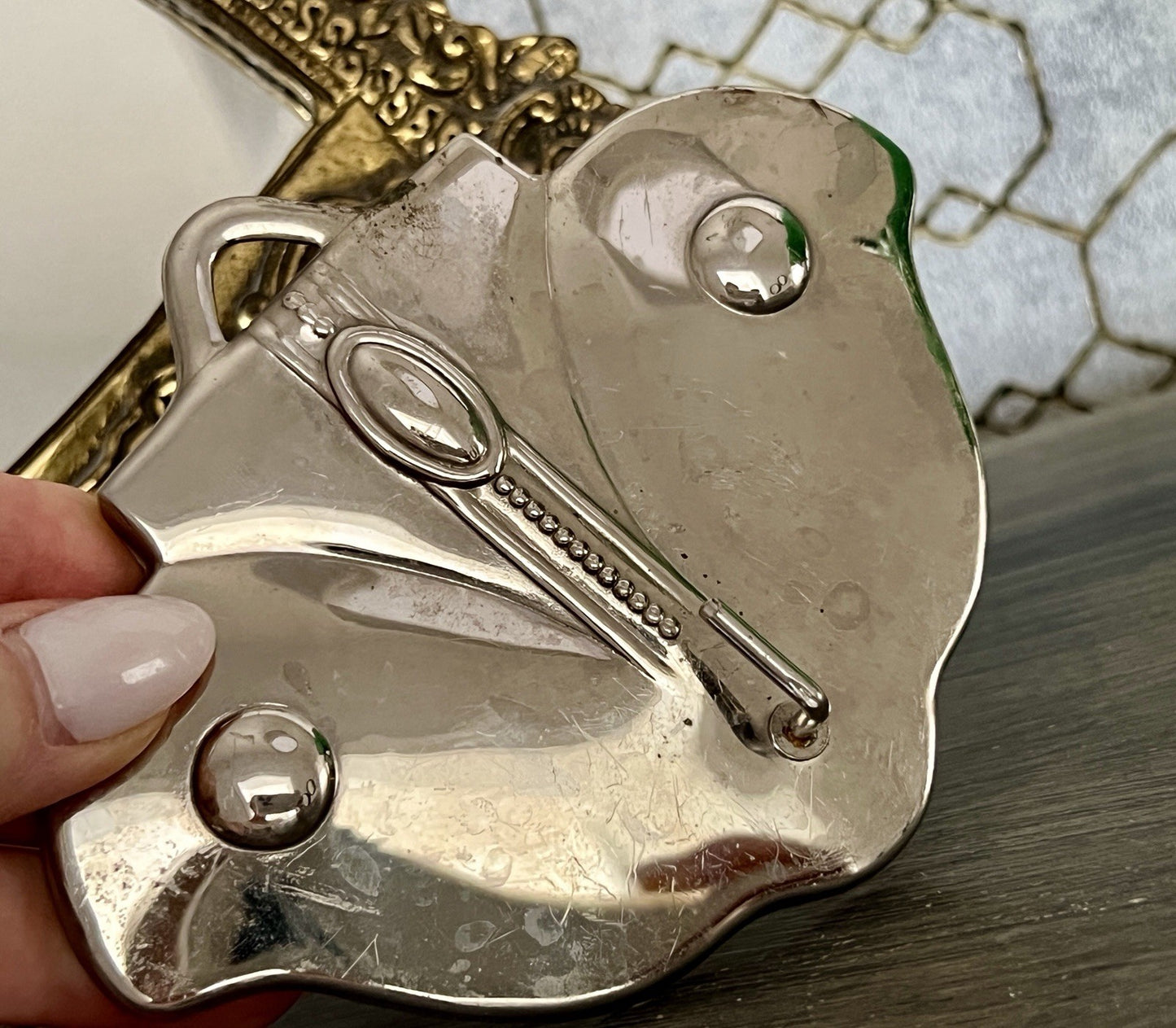 Antik Jugendstil Haken Handtuchhaken Kleiderhaken Metall verchromt? vernickelt?