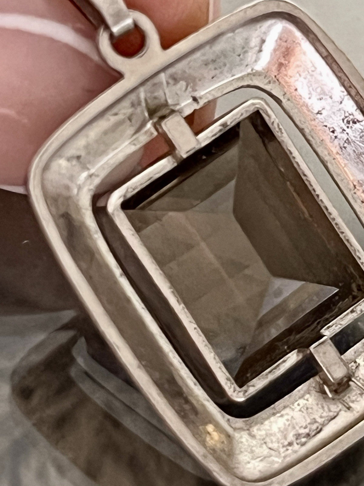 Vintage Alt Kettenanhänger Anhänger 835 K&L Silber vergoldet Rauchquarz?